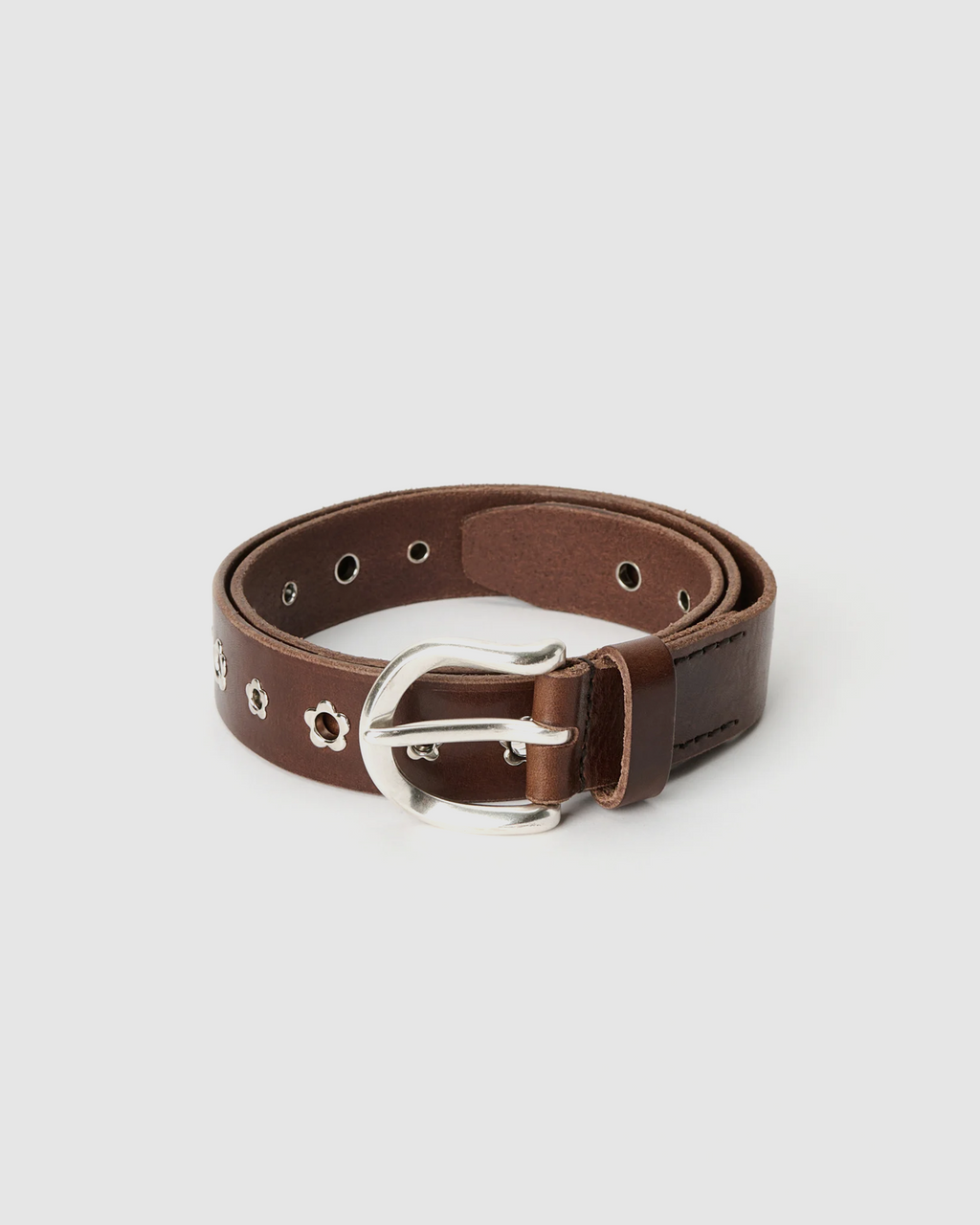 3.5CM Flower Belt Grand Mahogany Glossy Bullhide