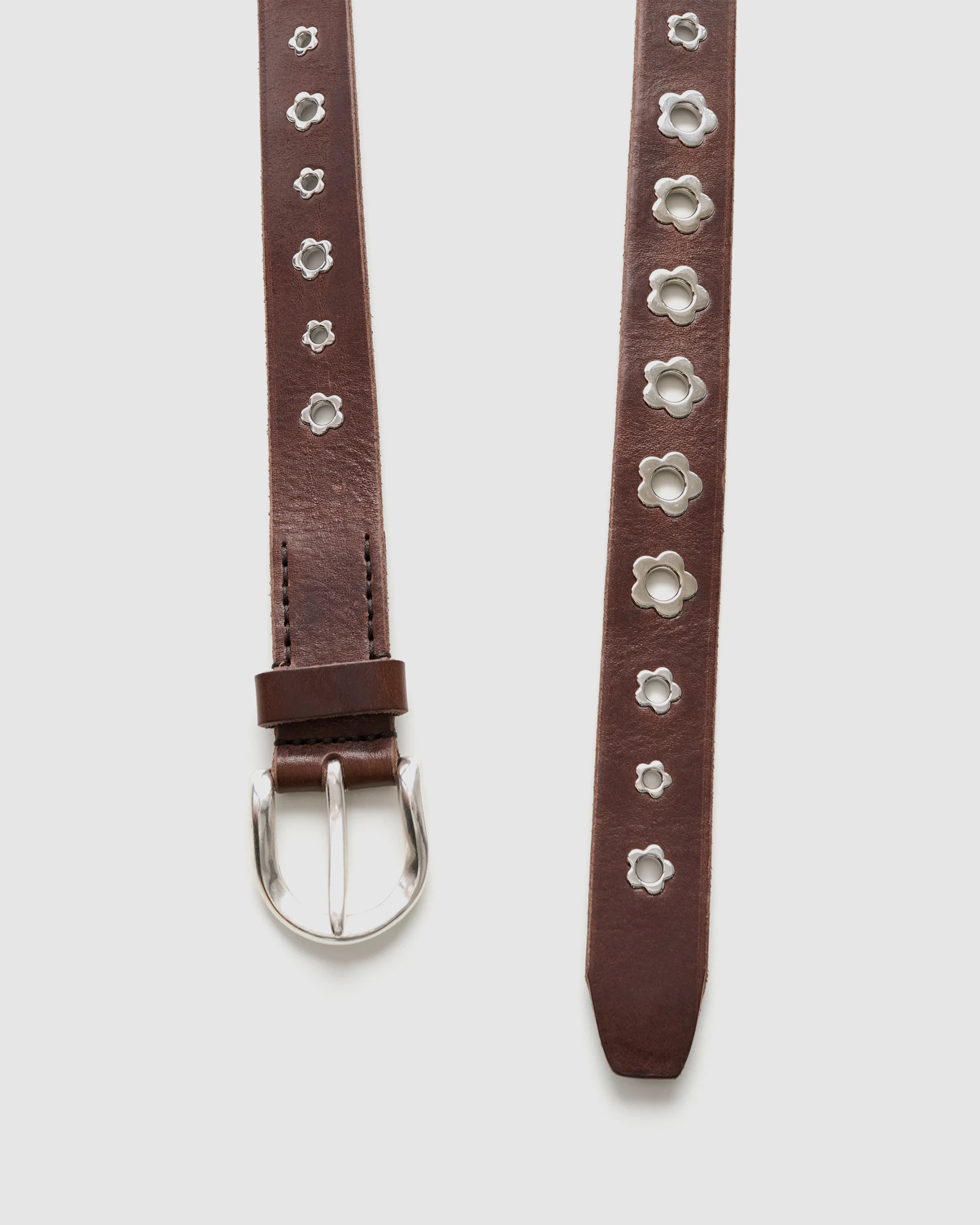 3.5CM Flower Belt Grand Mahogany Glossy Bullhide