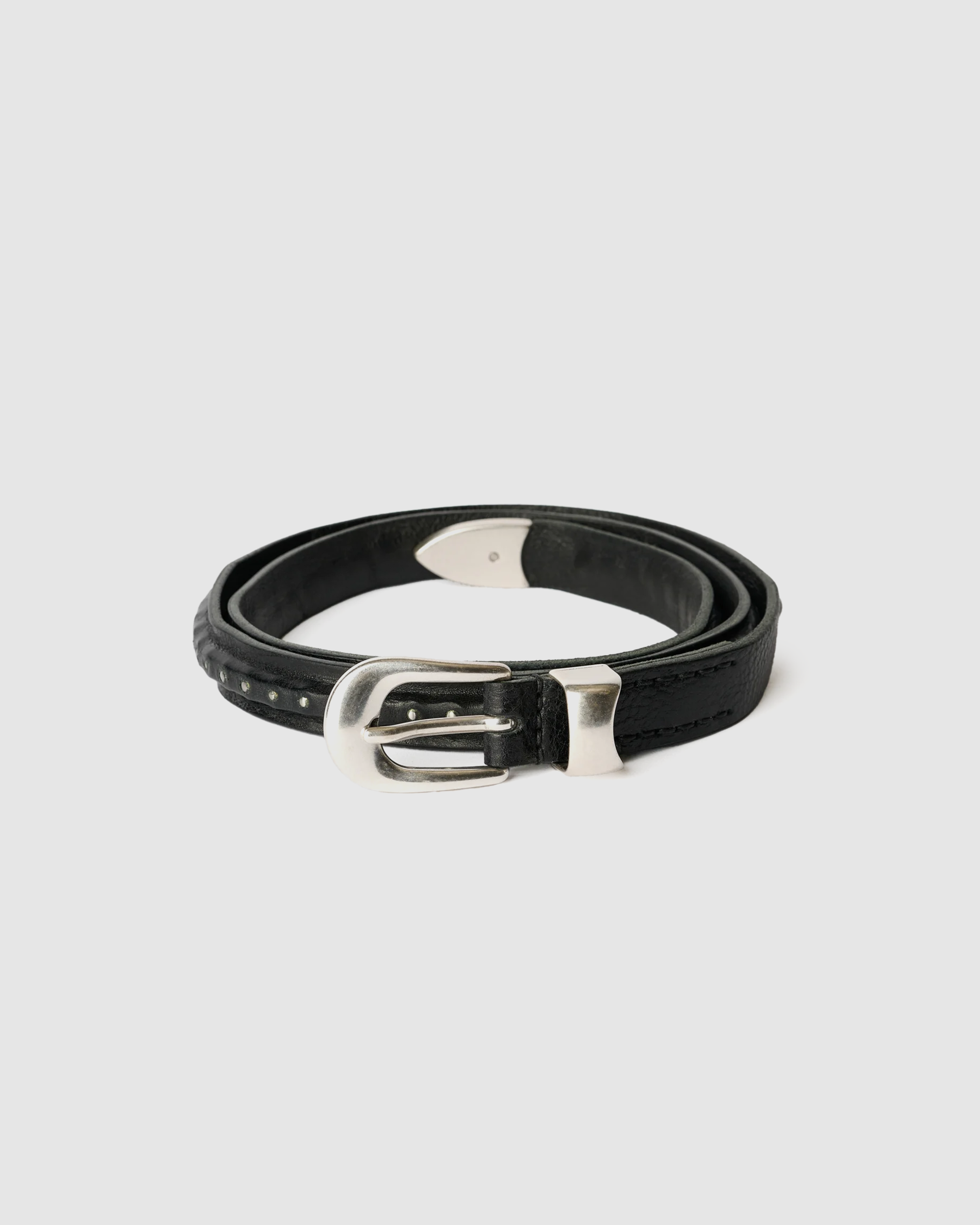 2CM Bullet Chain Belt Black Leather