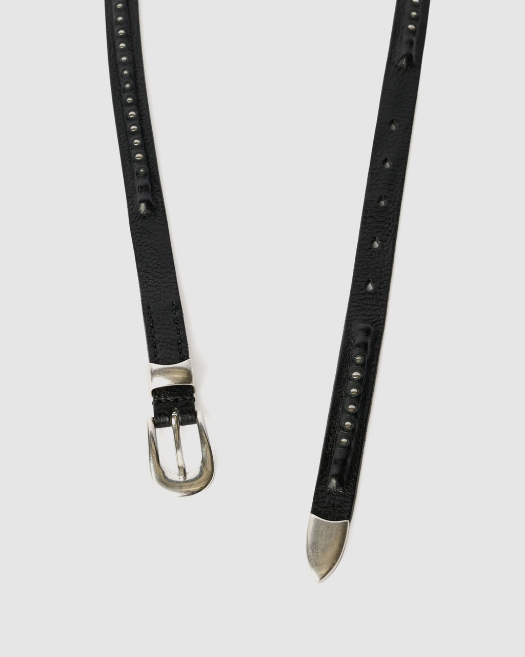 2CM Bullet Chain Belt Black Leather