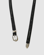 2CM Bullet Chain Belt Black Leather