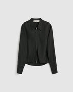 Slim Zip Shirt Lacquer Black Mirror Tencel