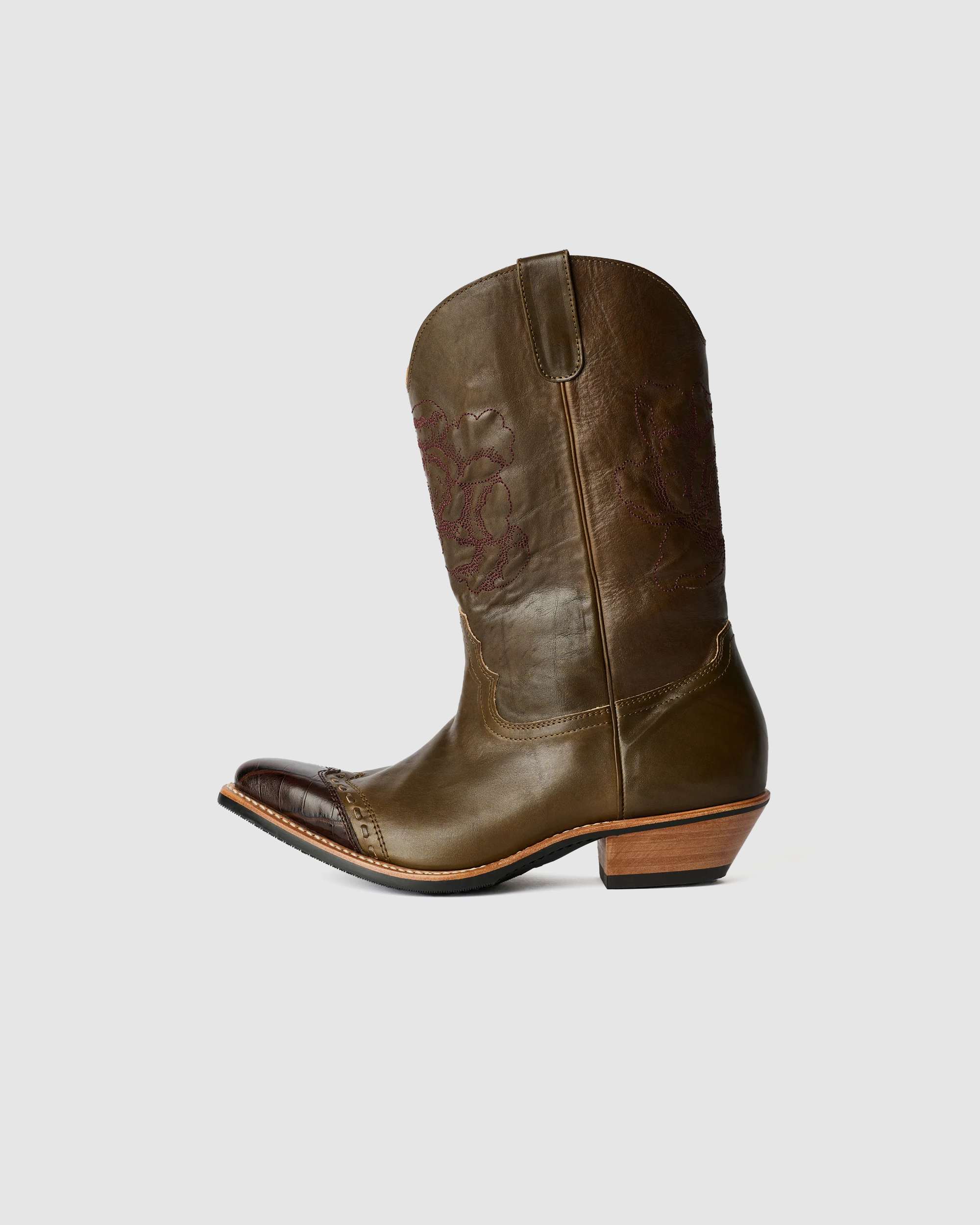 Floral Consultant Boot True Dye Olive Leather
