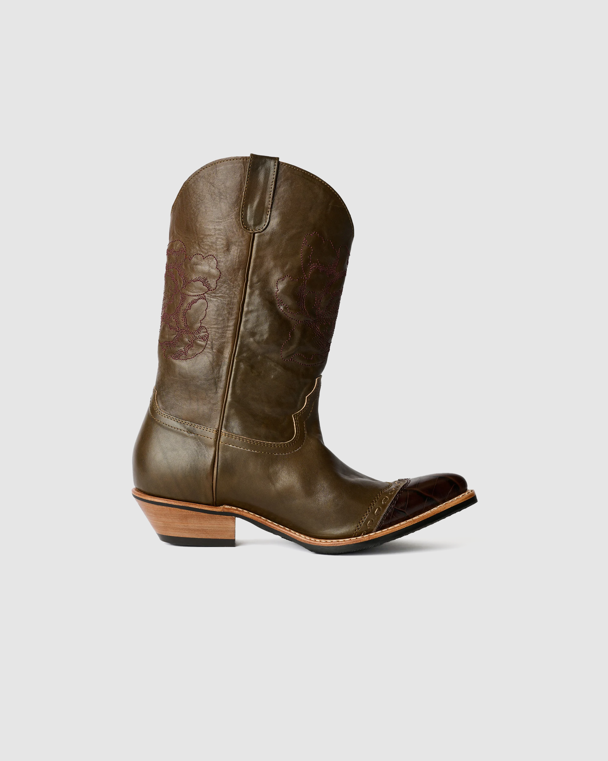 Floral Consultant Boot True Dye Olive Leather