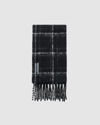 Estate Scarf Black Fuzzy Alpaca Check