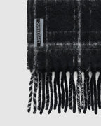 Estate Scarf Black Fuzzy Alpaca Check
