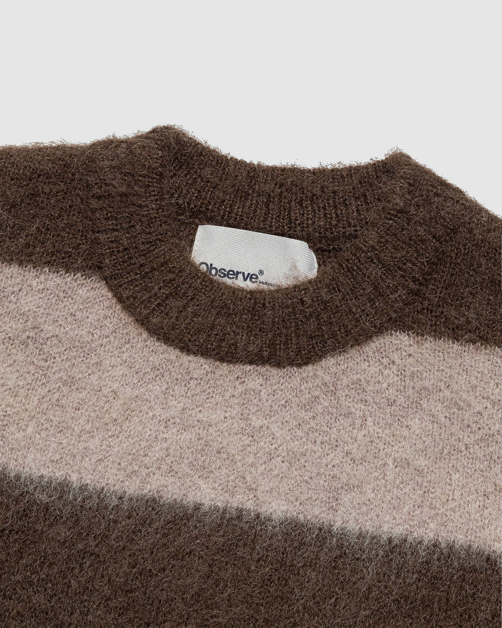 Wool Mohair Striped Knit Mocha