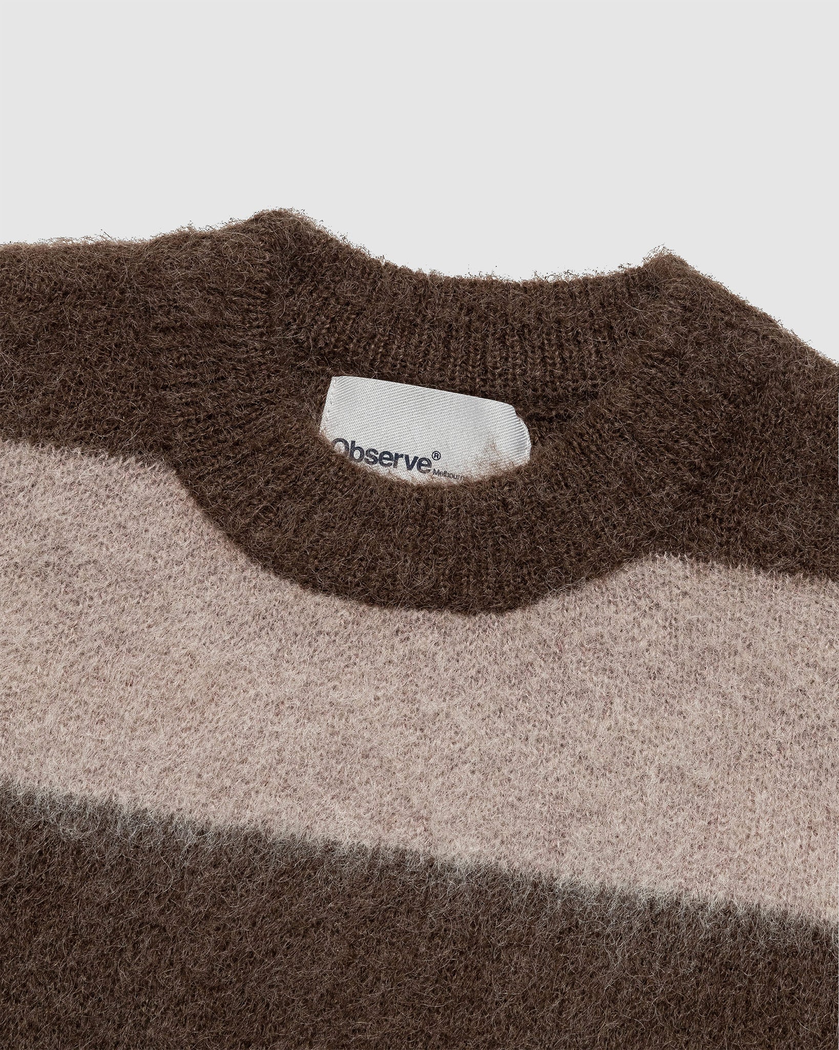 Wool Mohair Striped Knit Mocha
