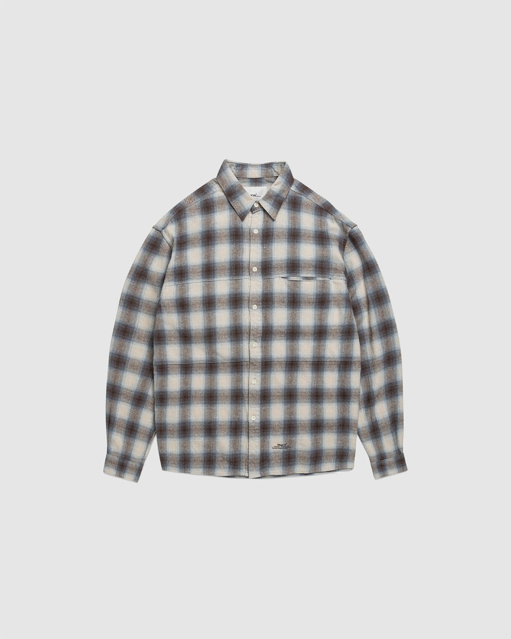 Plaid Panel Flannel Shirt Beige/Blue