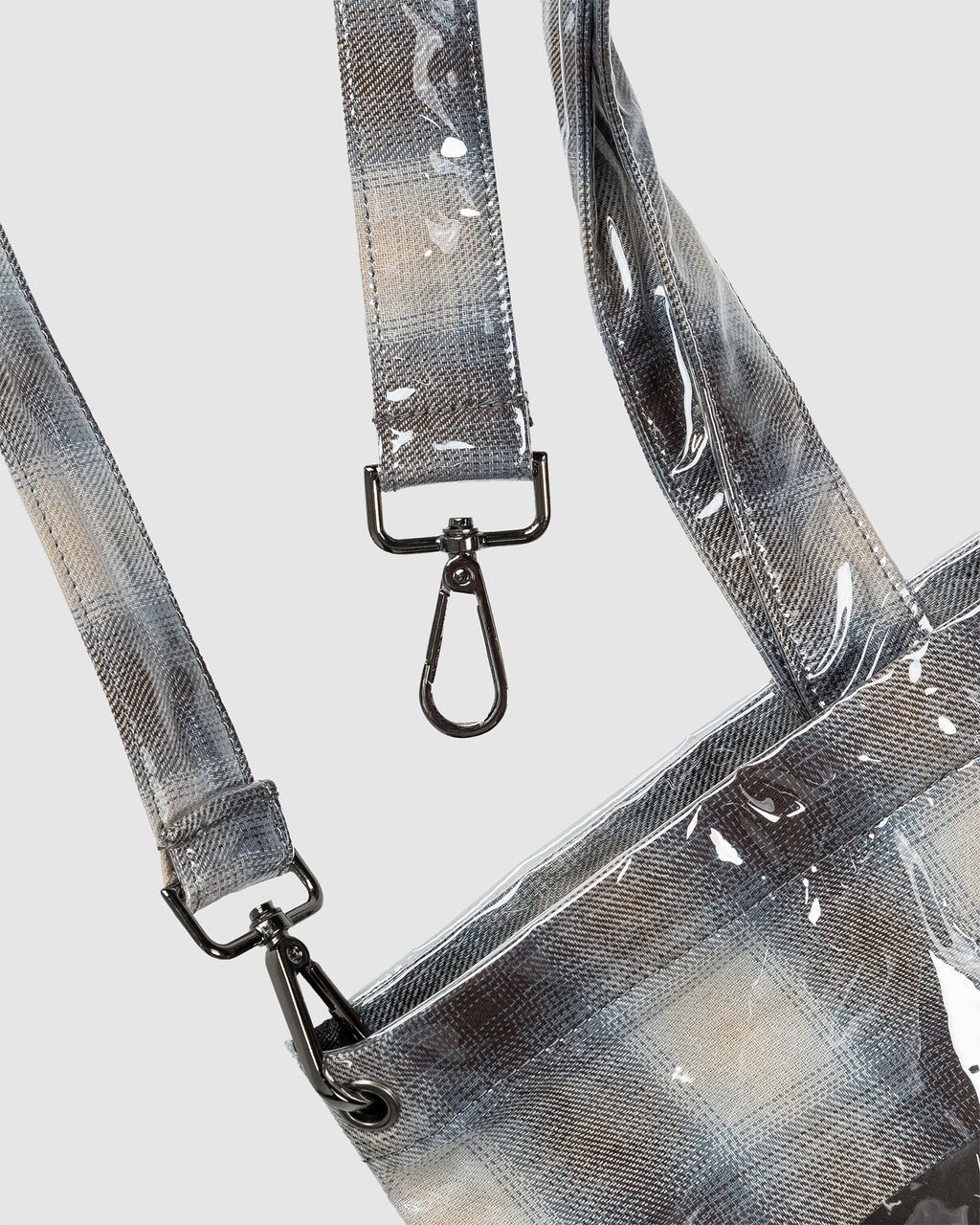 PVC Plaid Cross Body Tote Beige/Blue