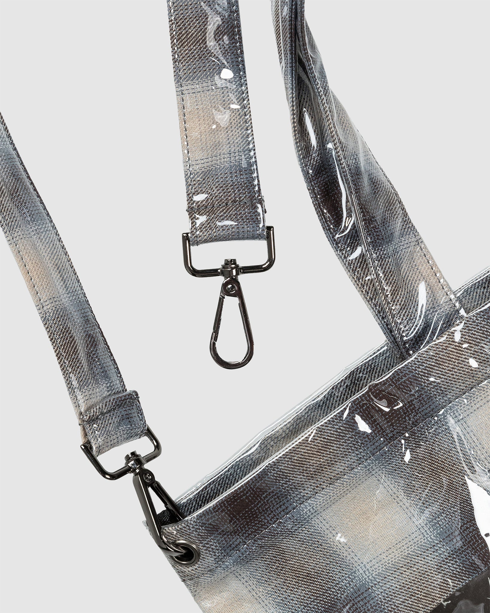 PVC Plaid Cross Body Tote Beige/Blue