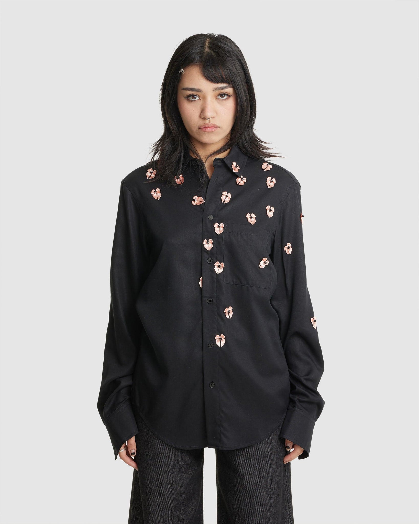 Aaren Shirt With Bows And Beads - {{ collection.title }} - Chinatown Country Club 
