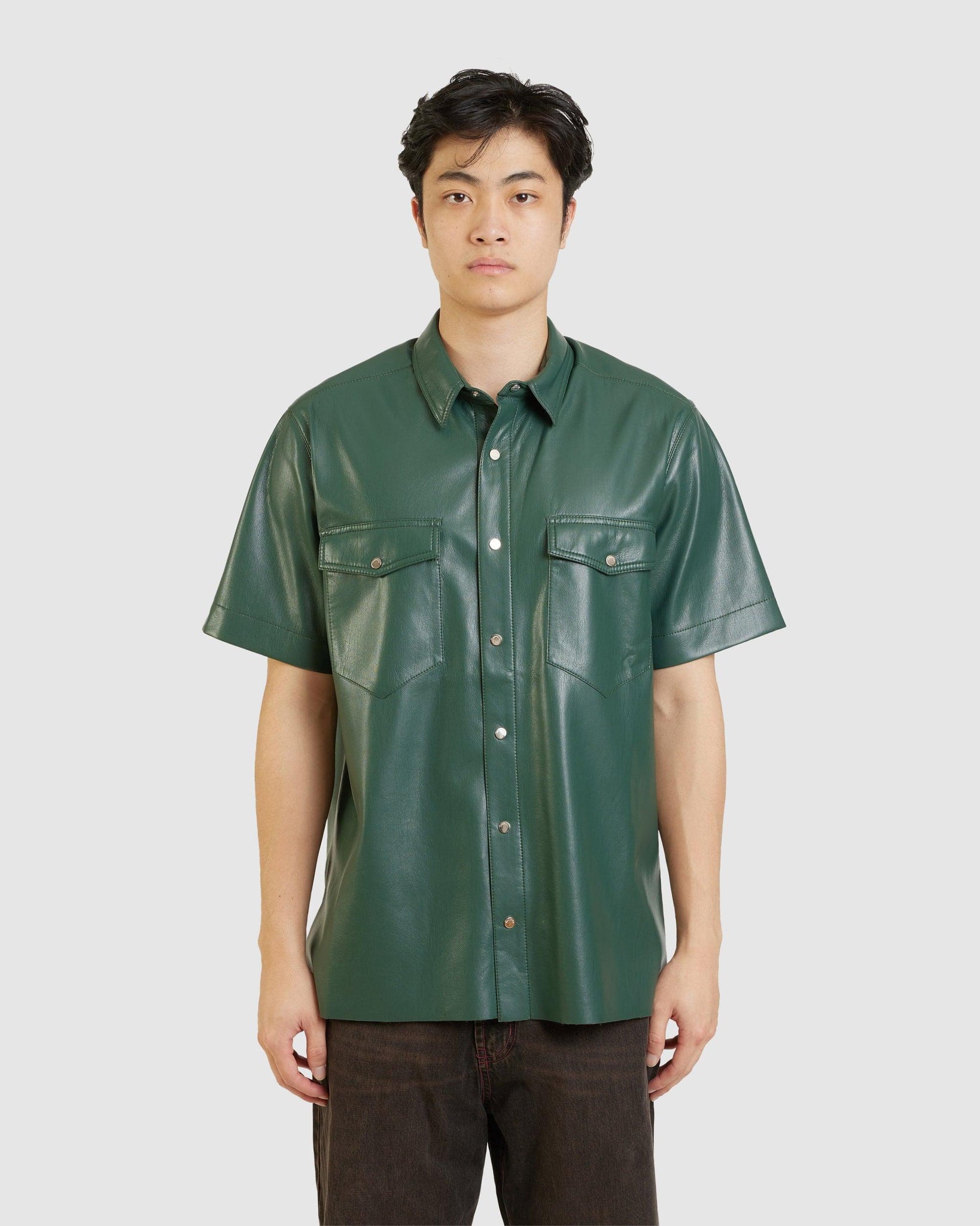 Adam Faux Leather Short Sleeve Shirt - {{ collection.title }} - Chinatown Country Club 