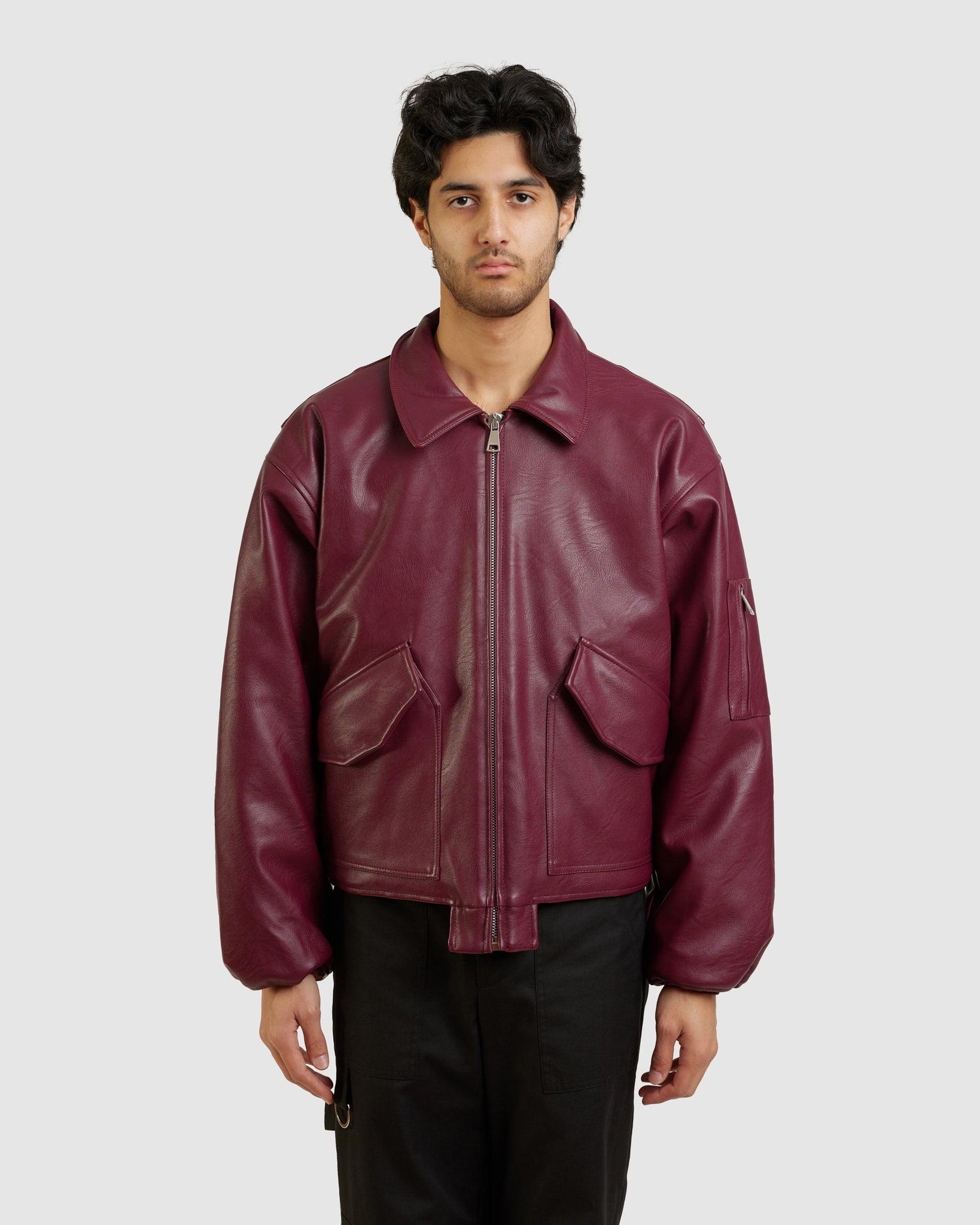 Bomber Jacket Faux Leather - {{ collection.title }} - Chinatown Country Club 