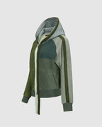 Colour Blocked Knit Hoodie Zip Up