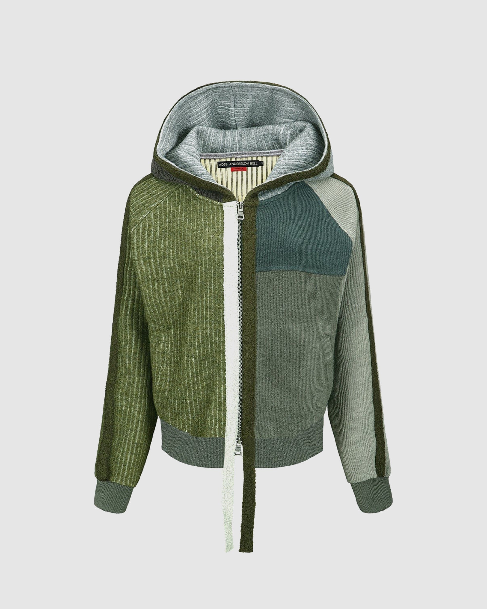 Colour Blocked Knit Hoodie Zip Up