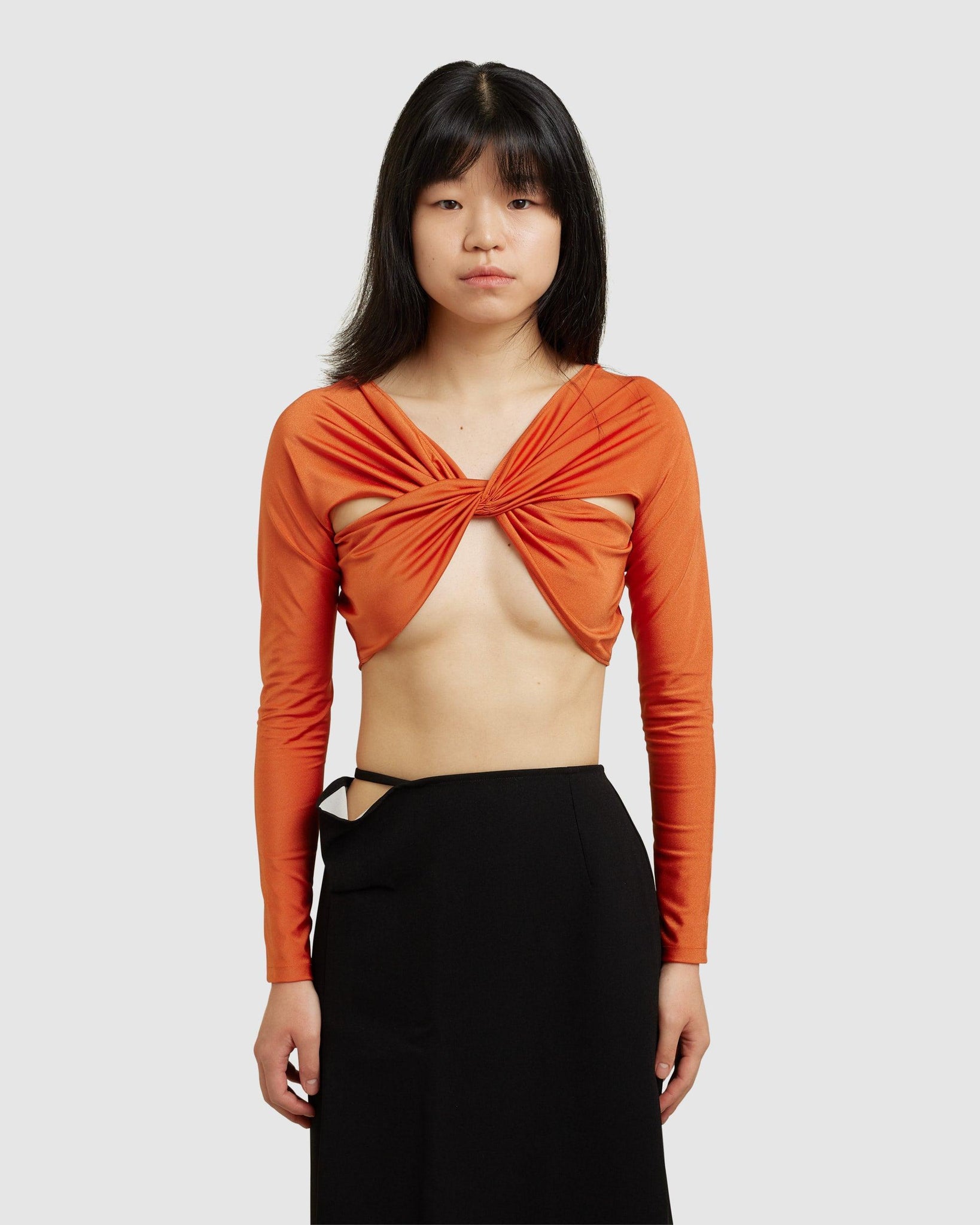 Cropped Draped Top Burnt Orange - {{ collection.title }} - Chinatown Country Club 