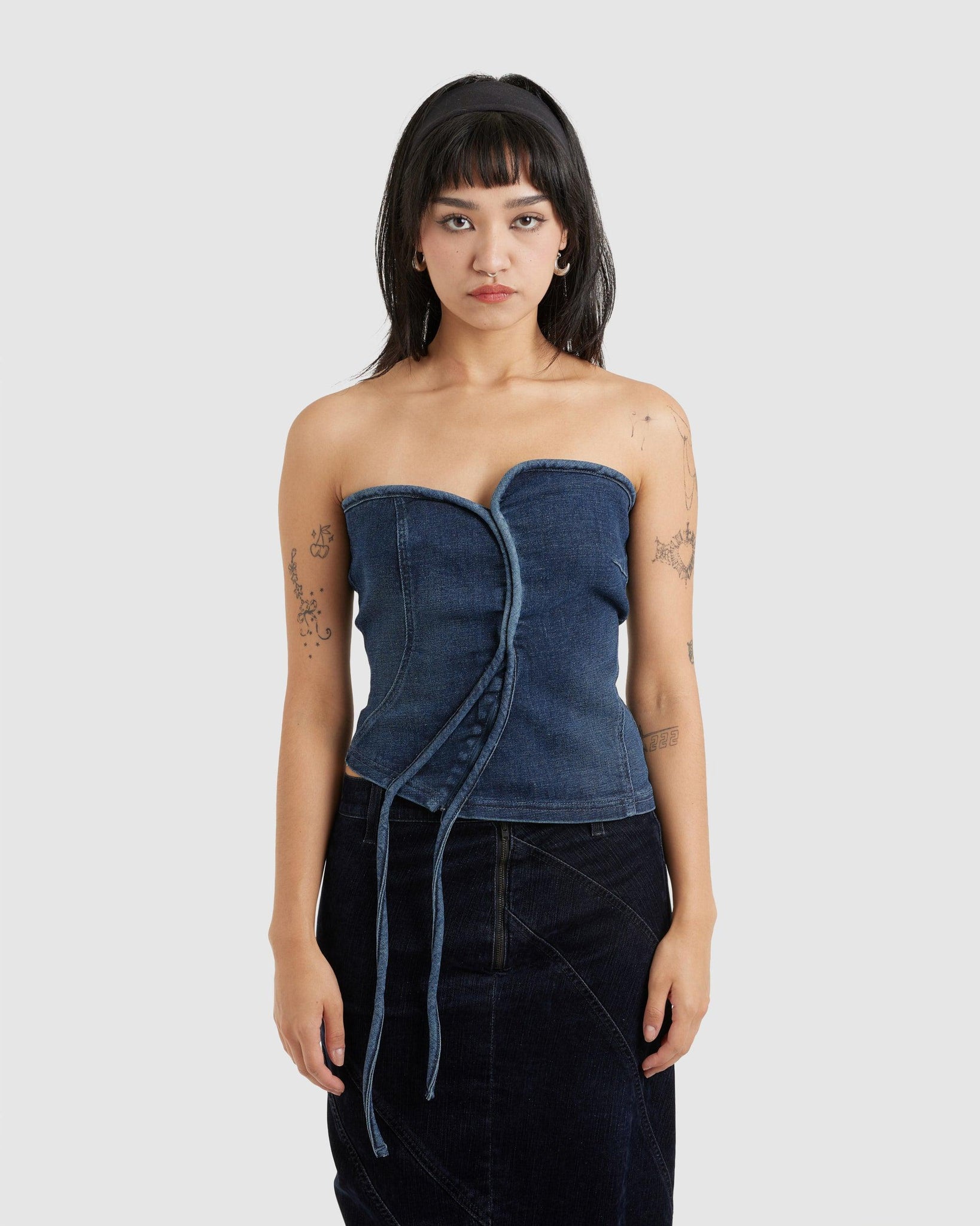 Denim Corset Top Blue - {{ collection.title }} - Chinatown Country Club 