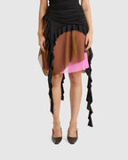 Draped Skirt Ochre/Pink - {{ collection.title }} - Chinatown Country Club 