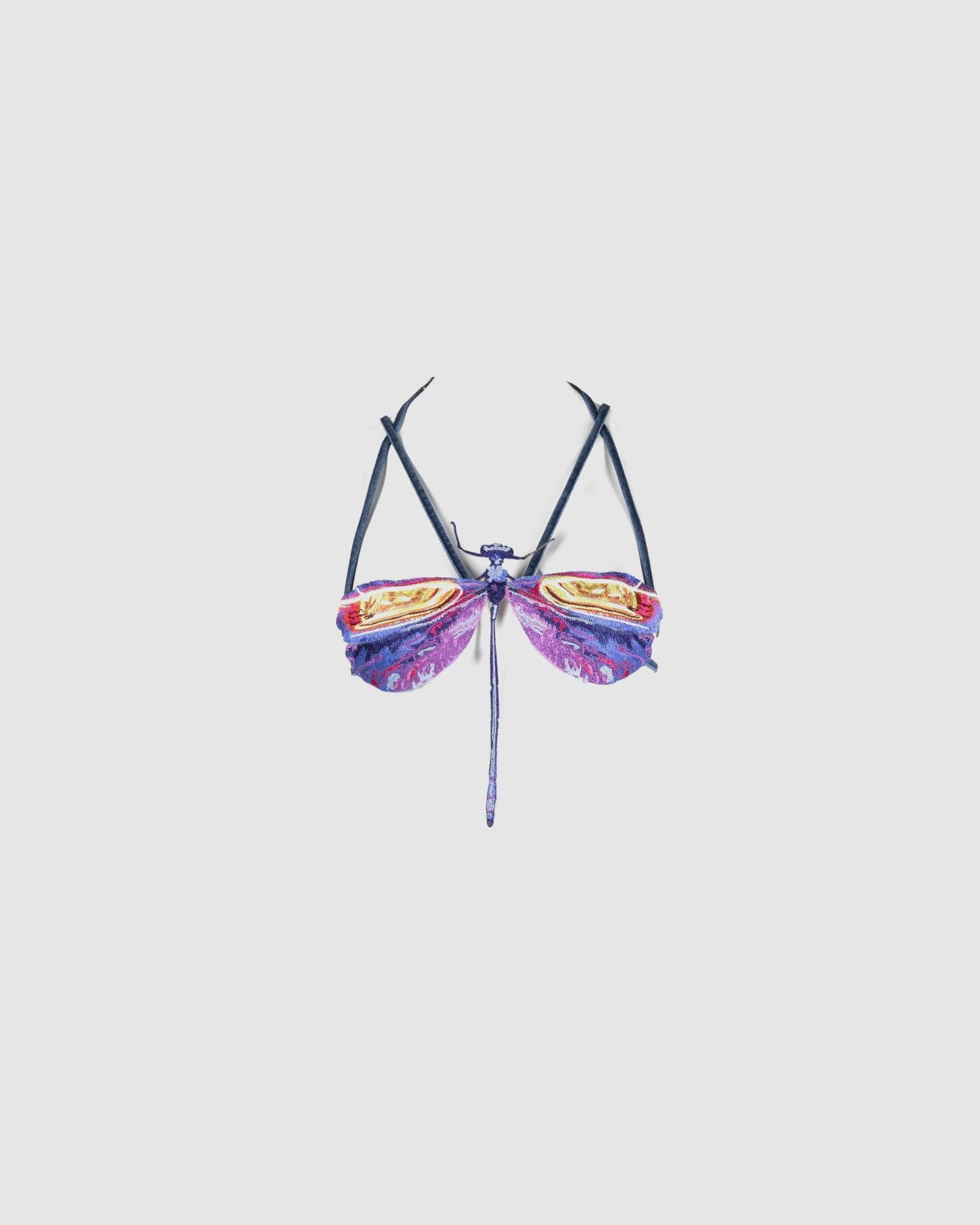 Embroidered Dragonfly Headlights Bra - {{ collection.title }} - Chinatown Country Club 