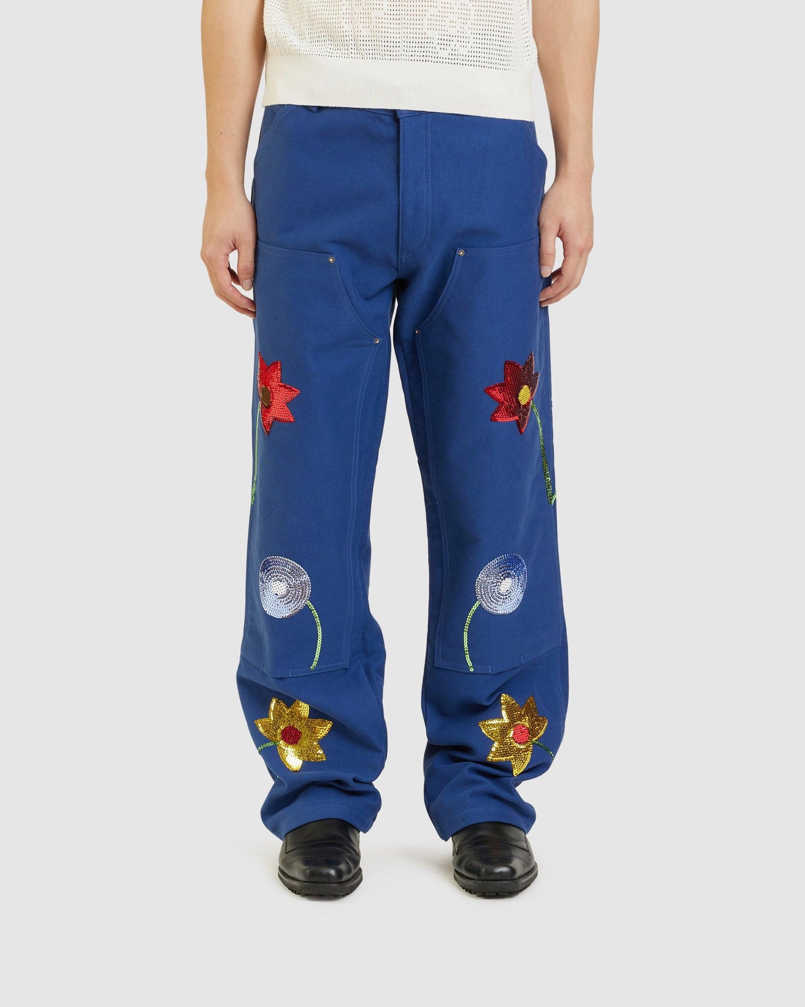 Embroidered Workwear Denim Double Knee Pants - {{ collection.title }} - Chinatown Country Club 
