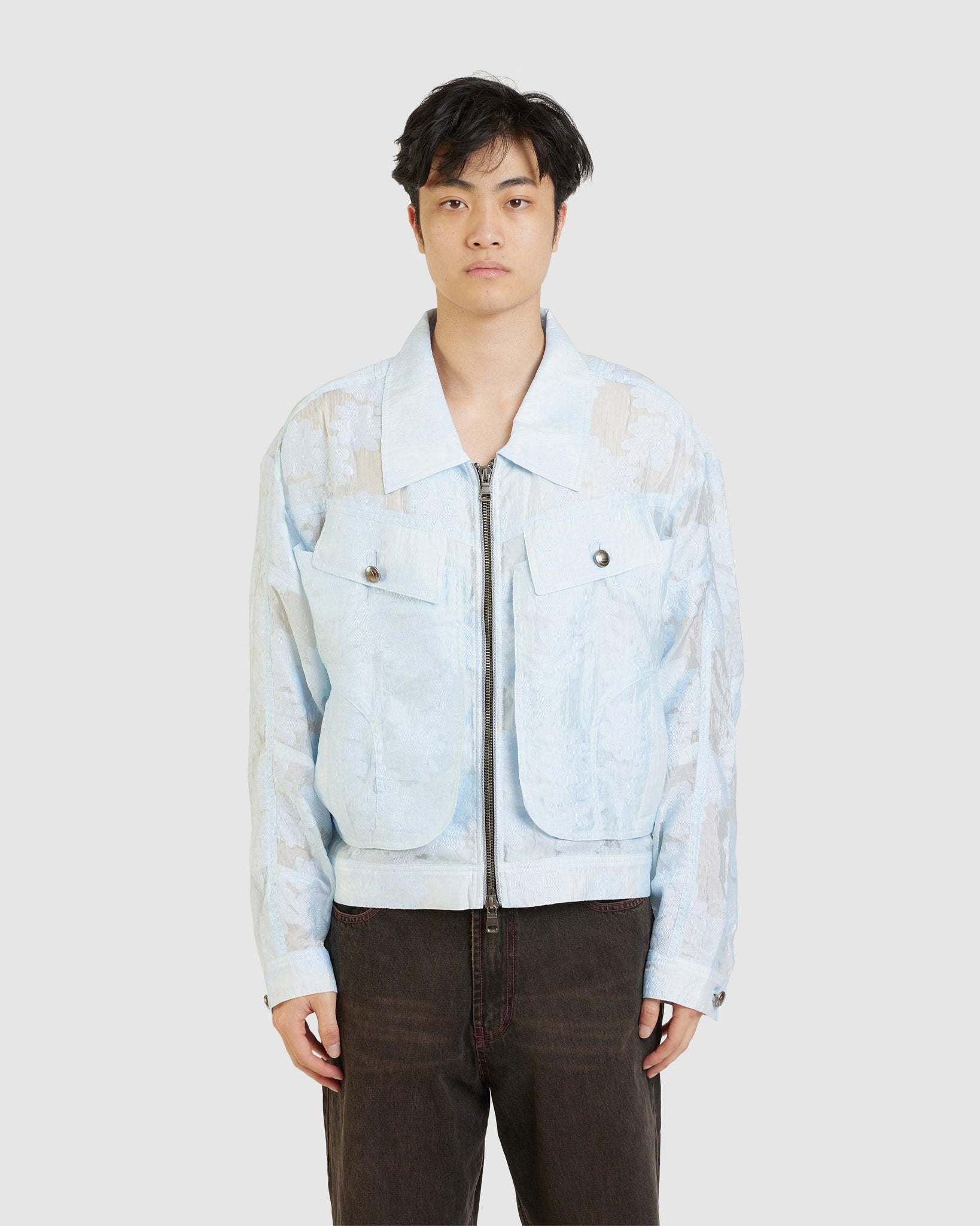 Flower Sheer Zip-Up Jacket - {{ collection.title }} - Chinatown Country Club 