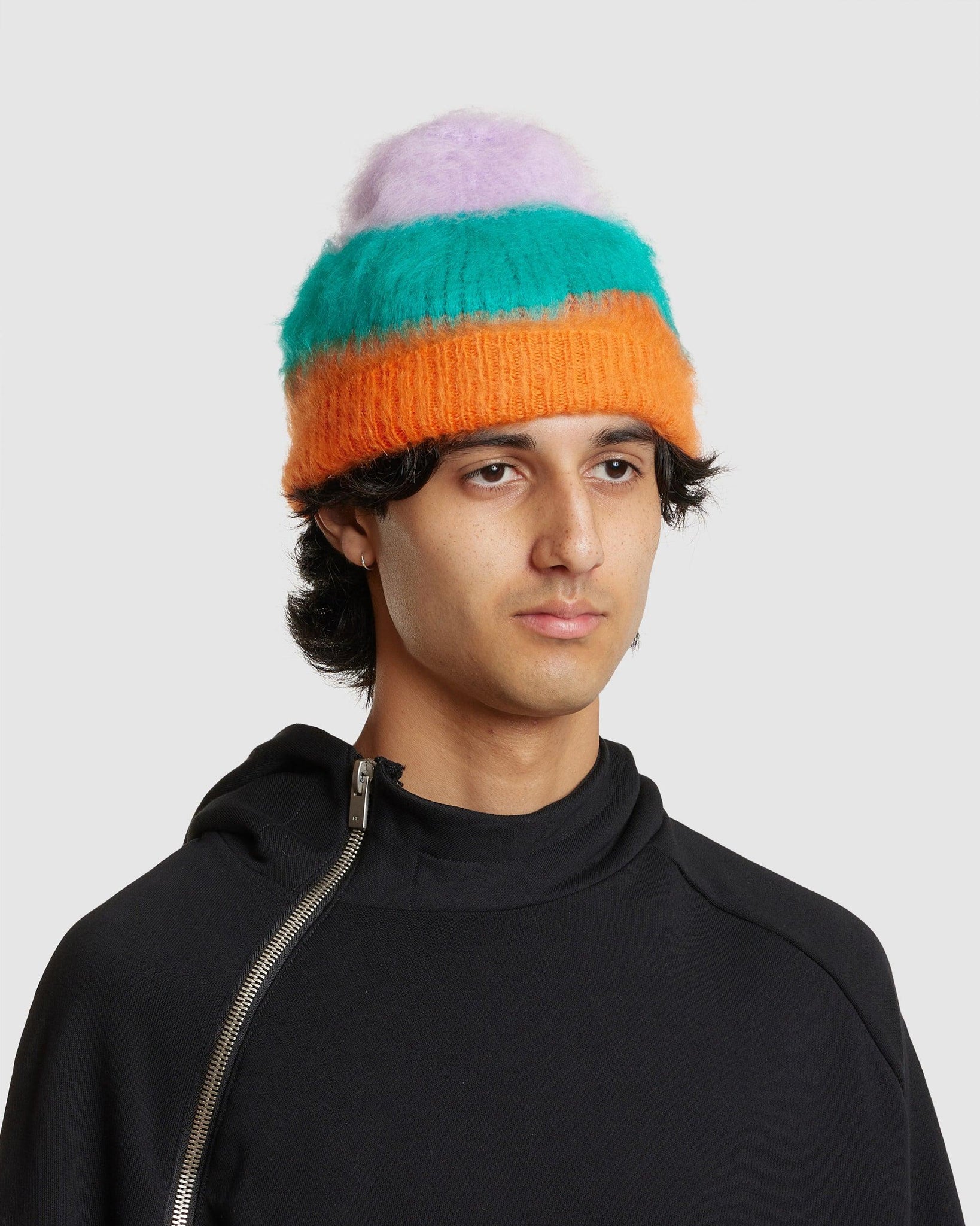 Fuzzy Trio Beanie Orange Teal - {{ collection.title }} - Chinatown Country Club 