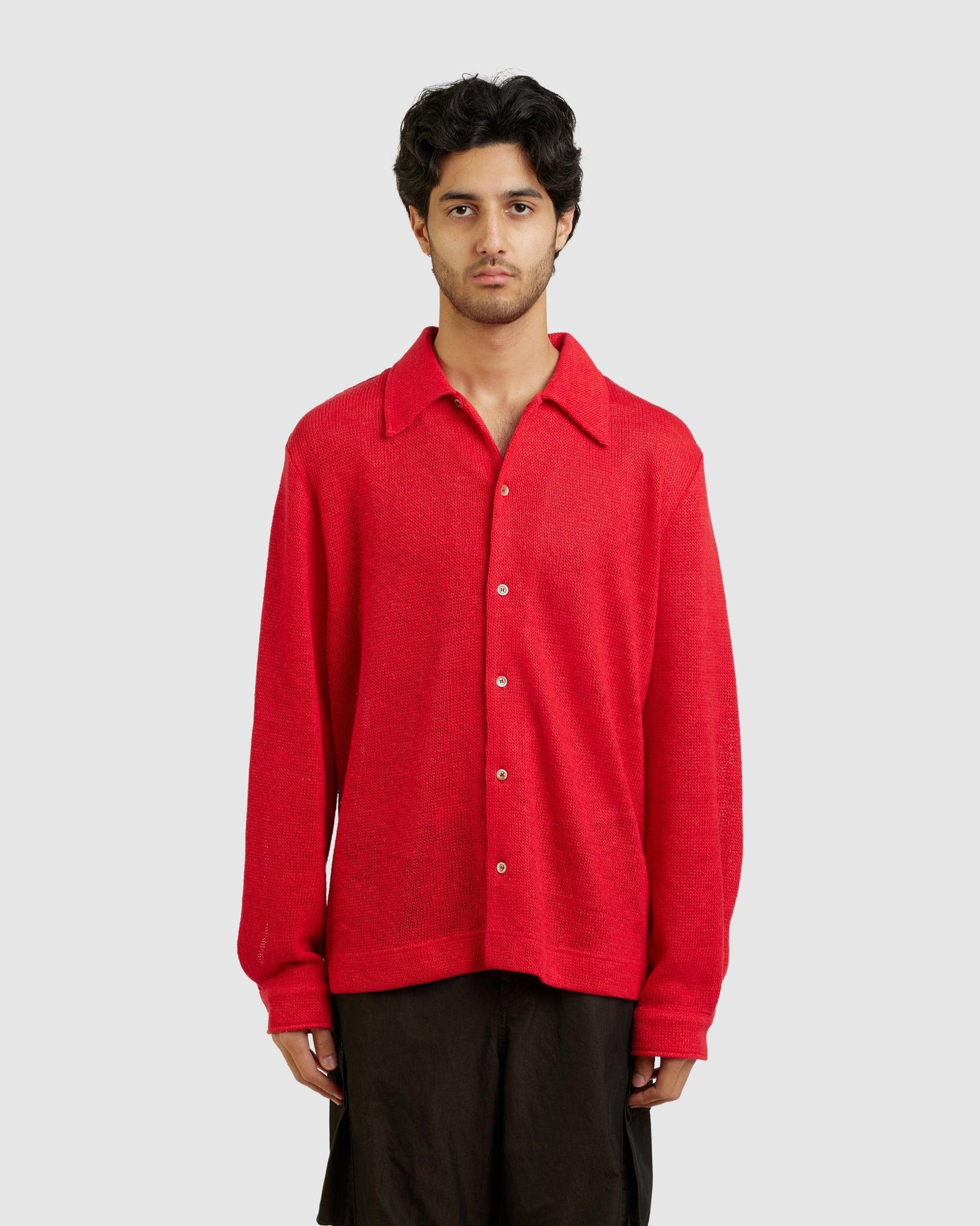 Garcia Shirt Red Linen - {{ collection.title }} - Chinatown Country Club 