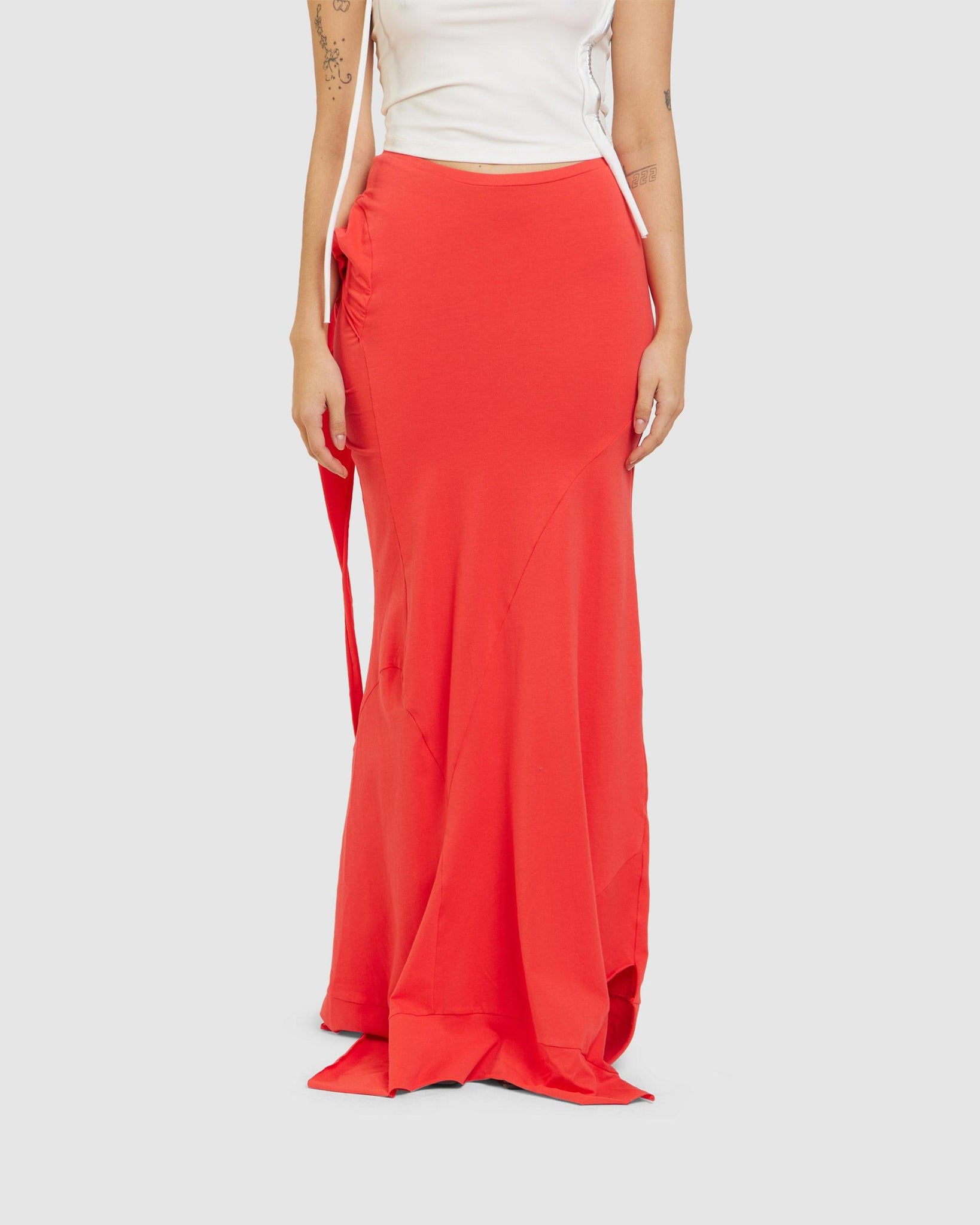 Godet Maxi Skirt Red - {{ collection.title }} - Chinatown Country Club 