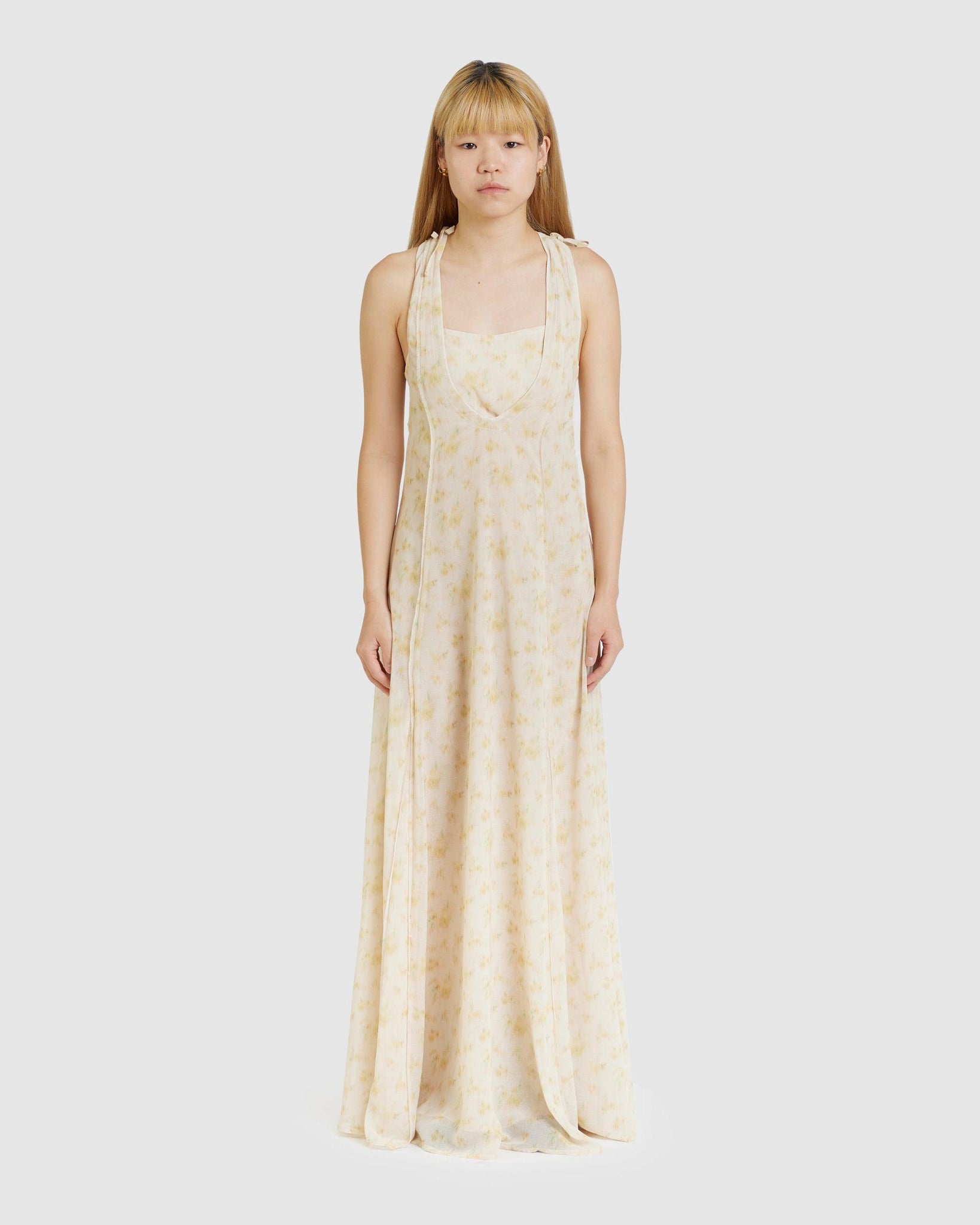 Godet Print Dress Yellow Mix - {{ collection.title }} - Chinatown Country Club 