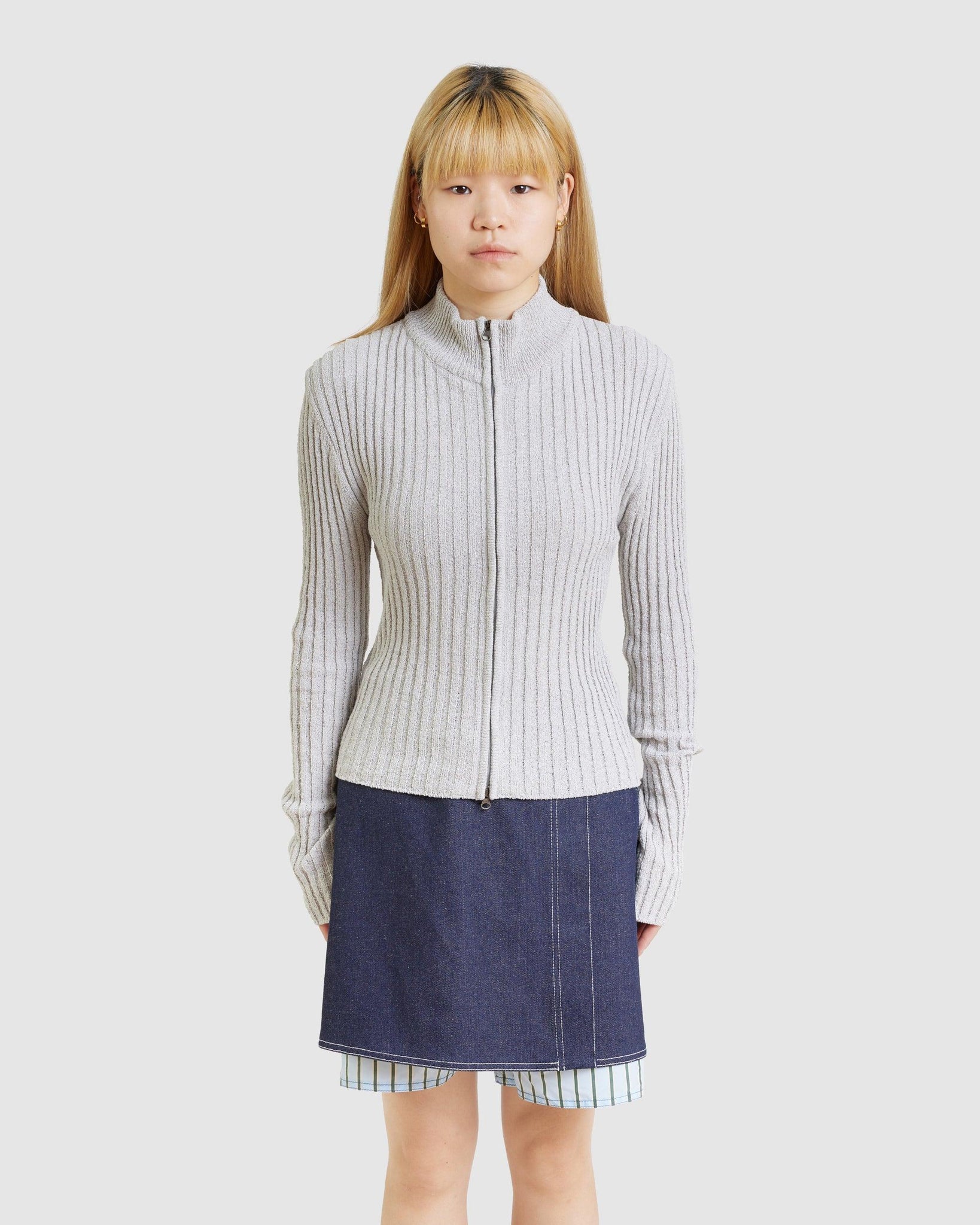 Half Neck Zip-Up Cardigan - {{ collection.title }} - Chinatown Country Club 