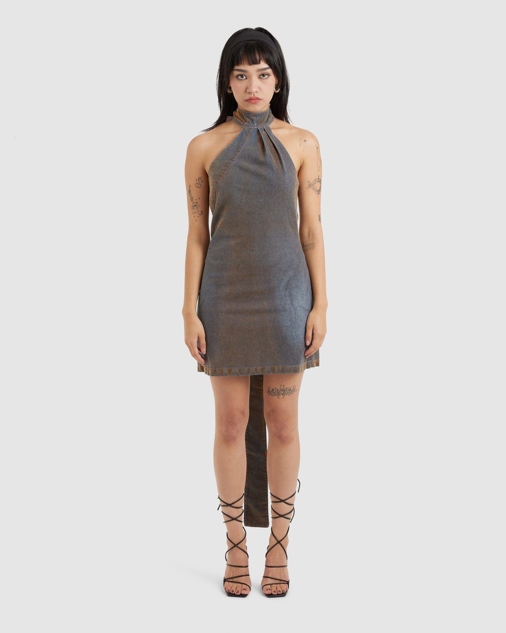 Halter-Neck Dress Pink Gold - {{ collection.title }} - Chinatown Country Club 