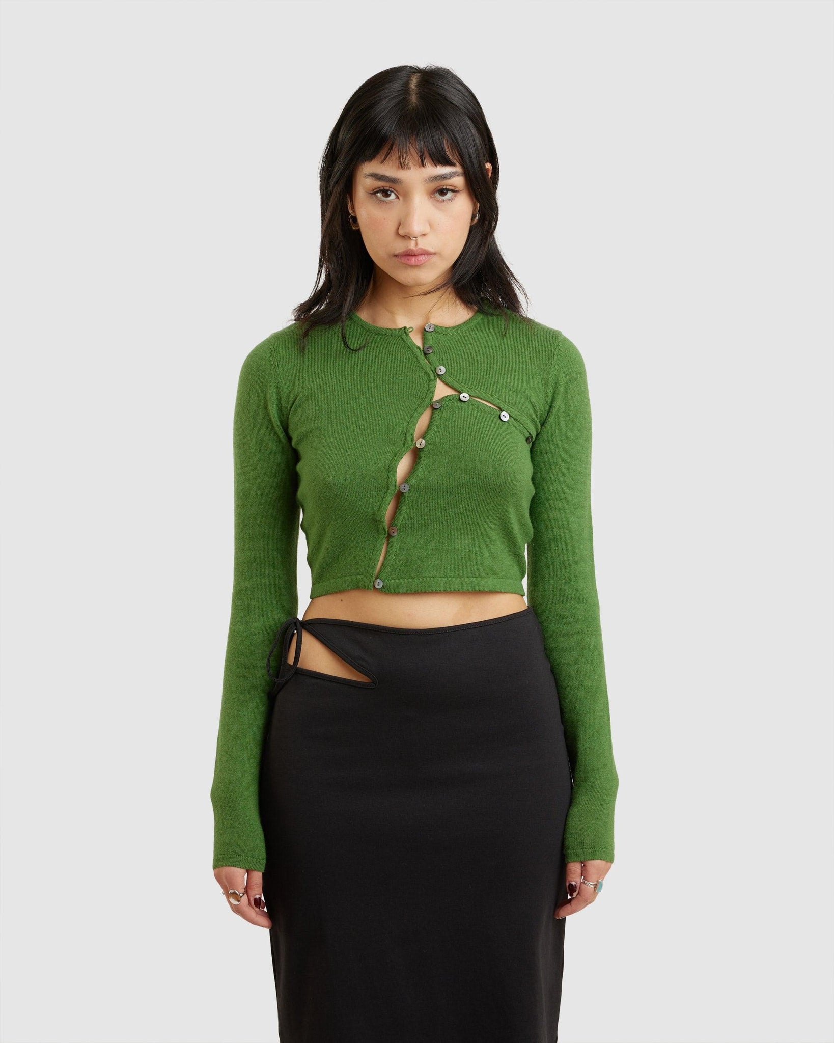 Jigsaw Long Sleeve Top Olive Green - {{ collection.title }} - Chinatown Country Club 