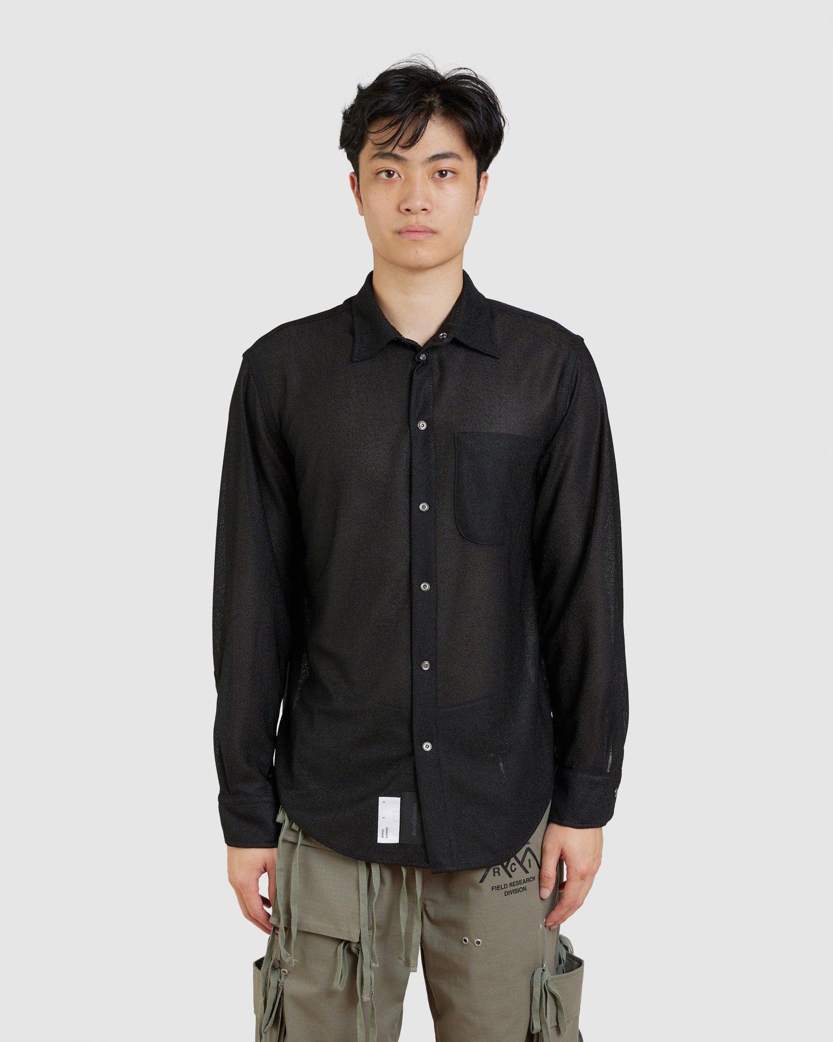 Knit BD Shirt Black Crepe Knit - {{ collection.title }} - Chinatown Country Club 