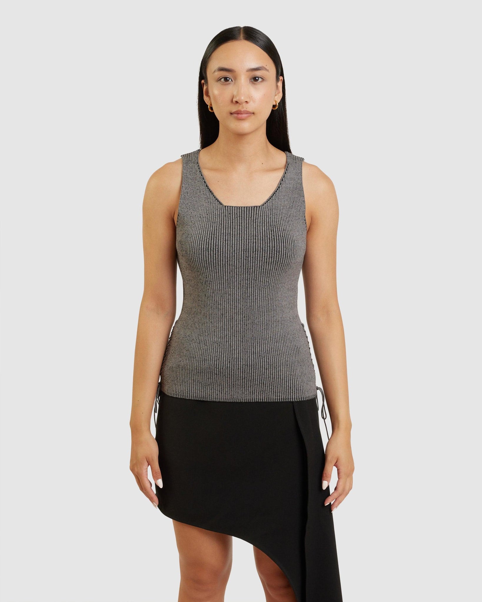 Lace Up Knit Tank Top (W) - {{ collection.title }} - Chinatown Country Club 