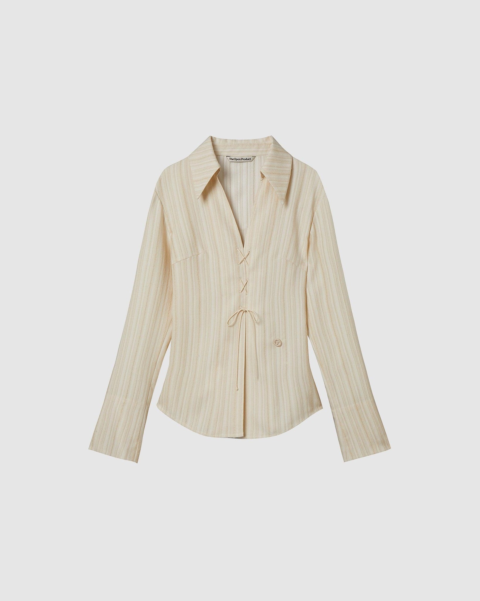 Lace-Up Stripe Shirt - {{ collection.title }} - Chinatown Country Club 