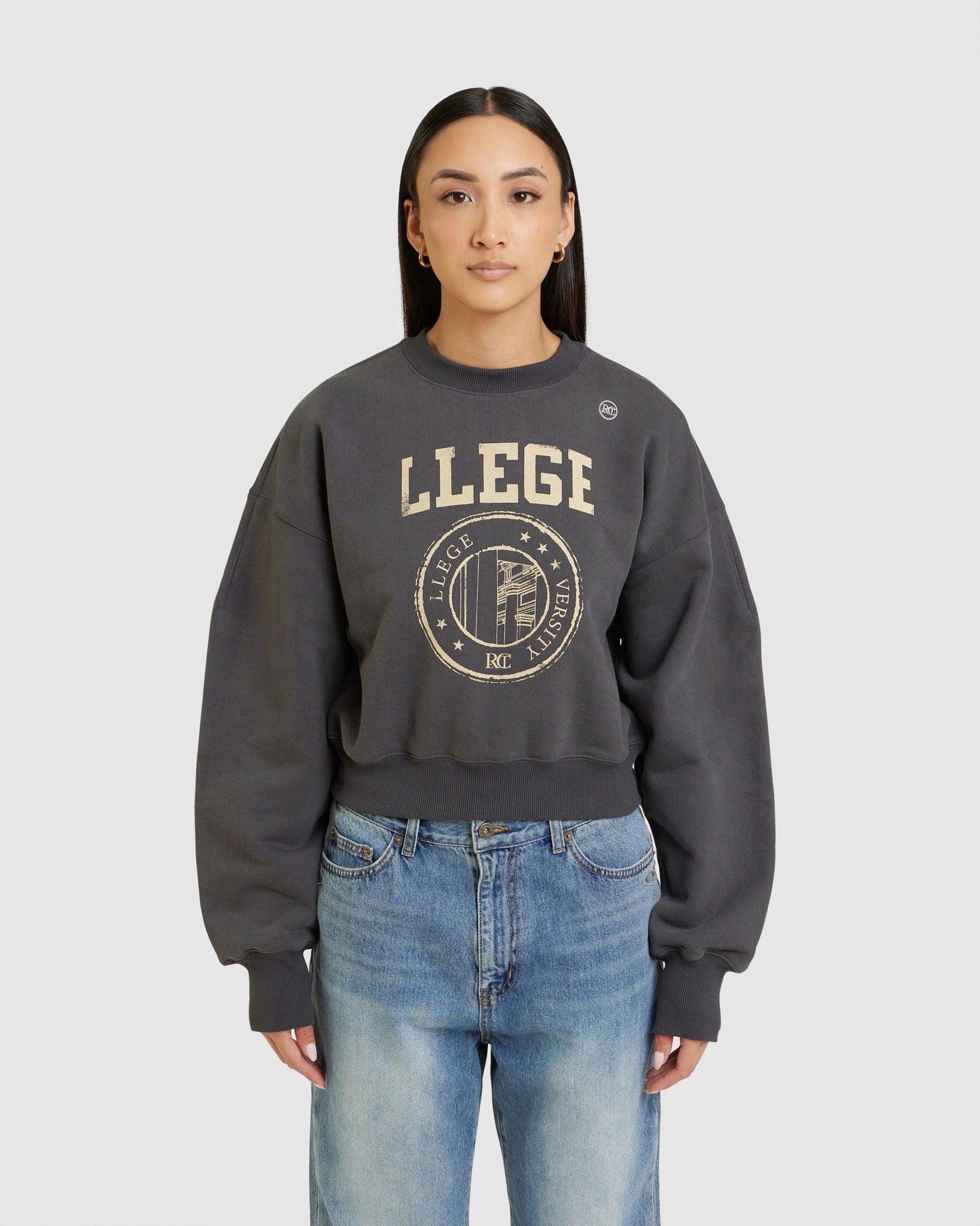 'Llege' Logo Sweatshirt Blueish Charcoal - {{ collection.title }} - Chinatown Country Club 