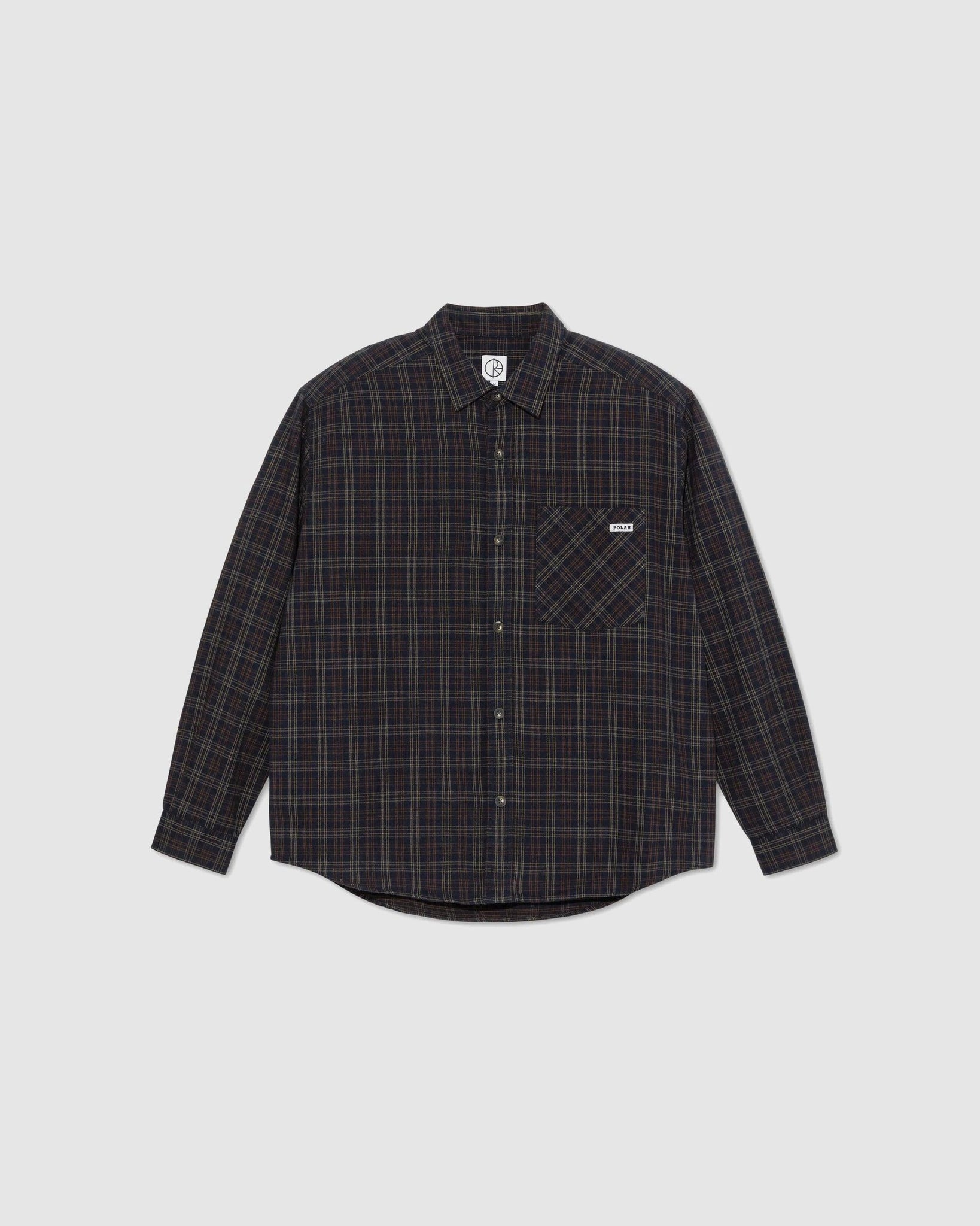 Mitchell LS Shirt Flannel Navy/Brown - {{ collection.title }} - Chinatown Country Club 
