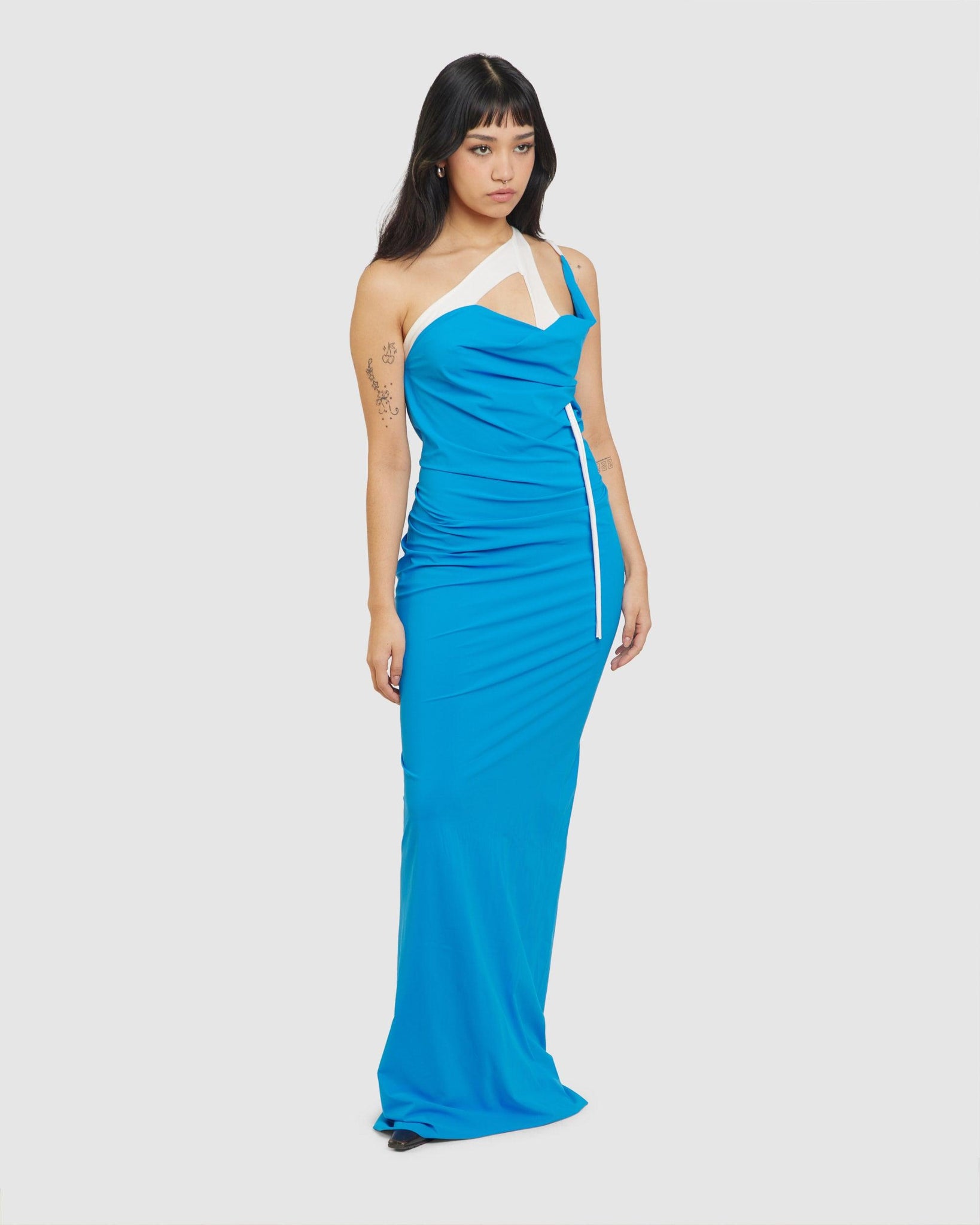 OTTOLINGER One Shoulder Maxi Dress Blue – Chinatown Country Club