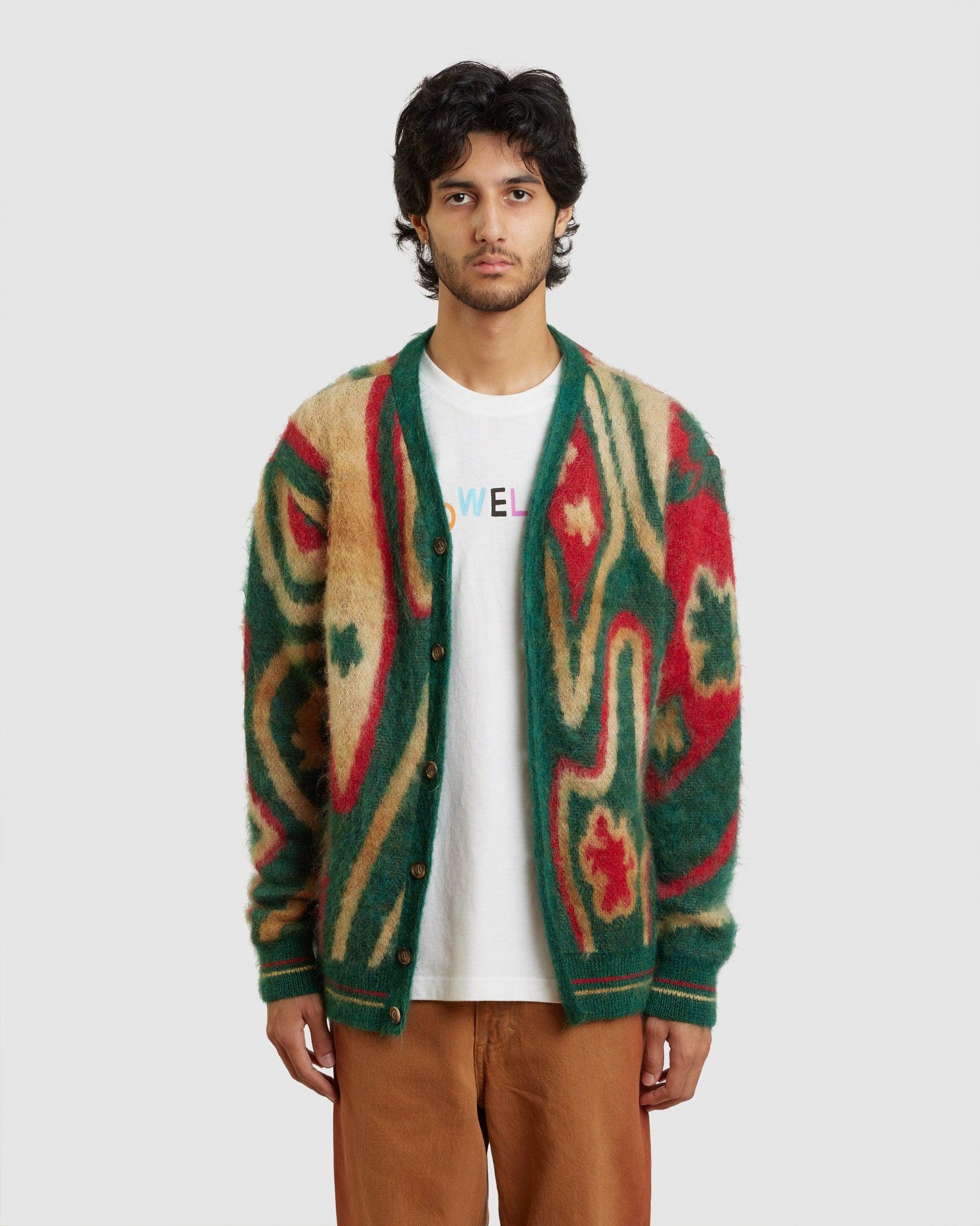 Ongoye Knit Cardigan Green Pattern Multi - {{ collection.title }} - Chinatown Country Club 