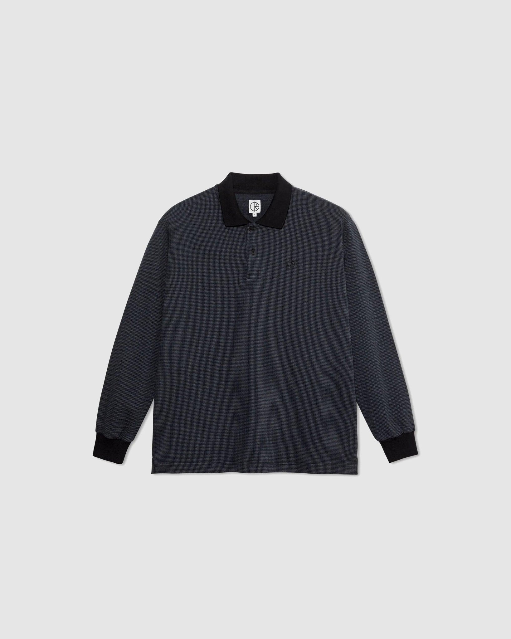 Polo LS Shirt Houndstooth Black/Grey - {{ collection.title }} - Chinatown Country Club 