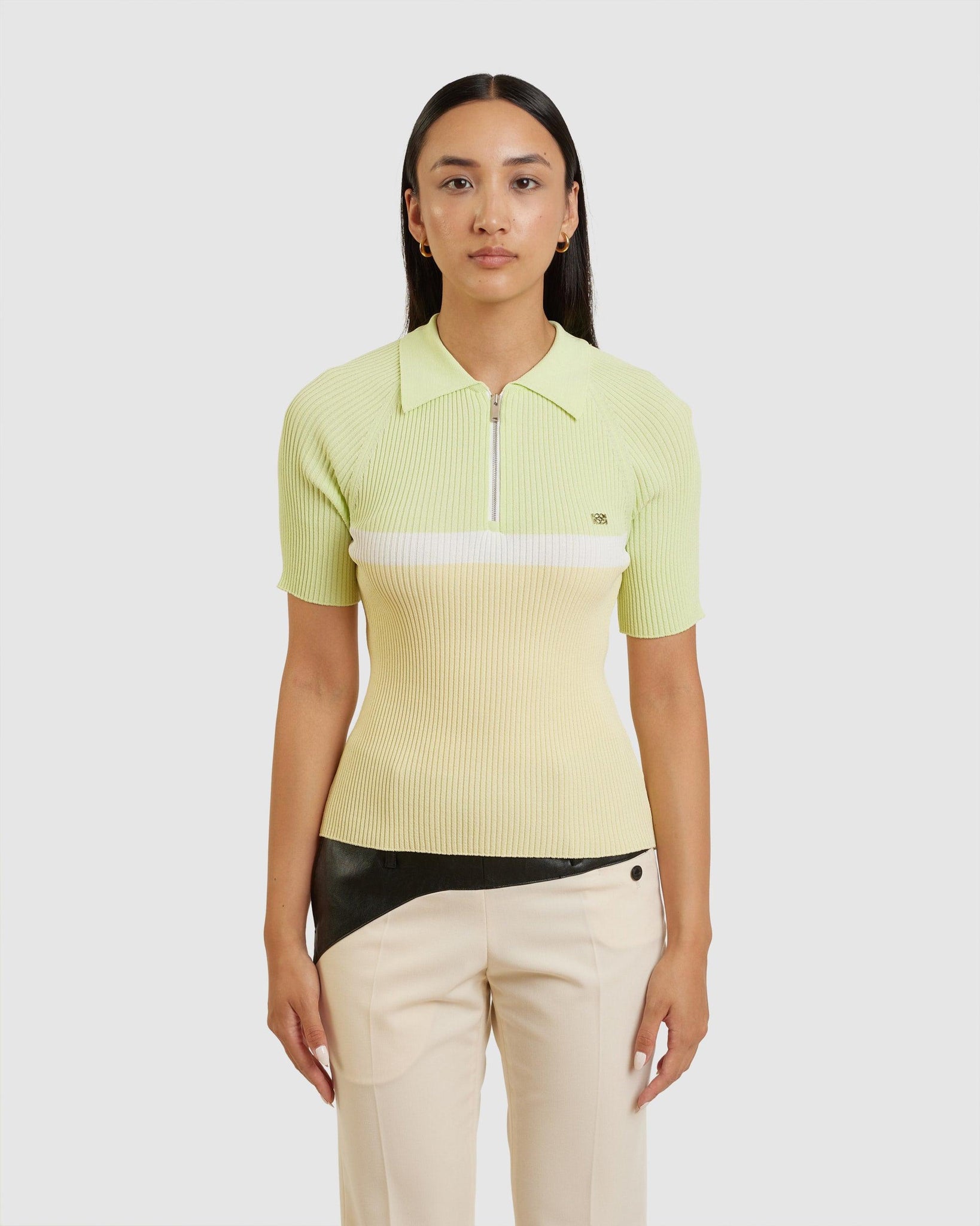 Polo Zip-Up Knit Lime - {{ collection.title }} - Chinatown Country Club 
