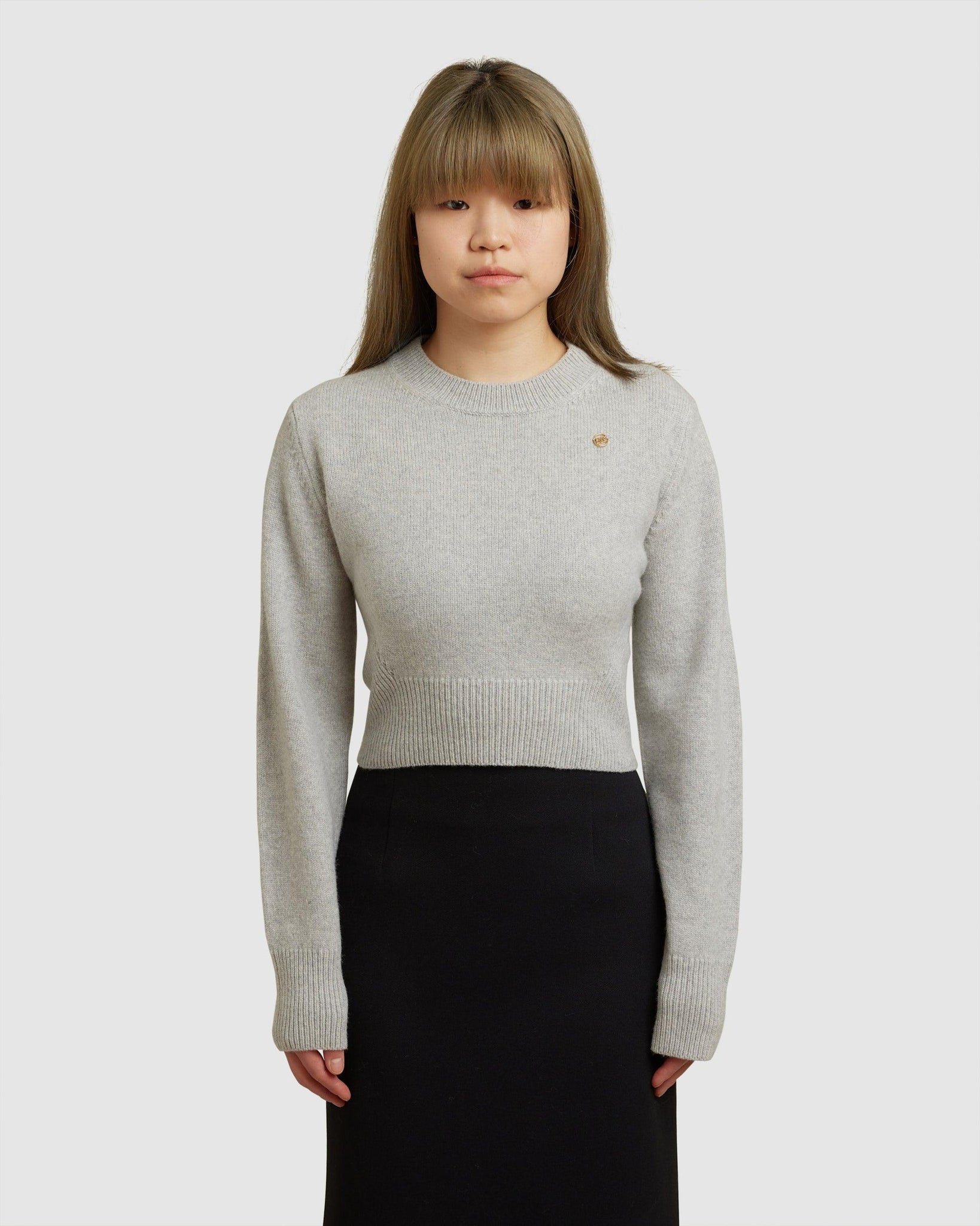 Ribbed Wool Cut Detail Round Knit Sweater - {{ collection.title }} - Chinatown Country Club 