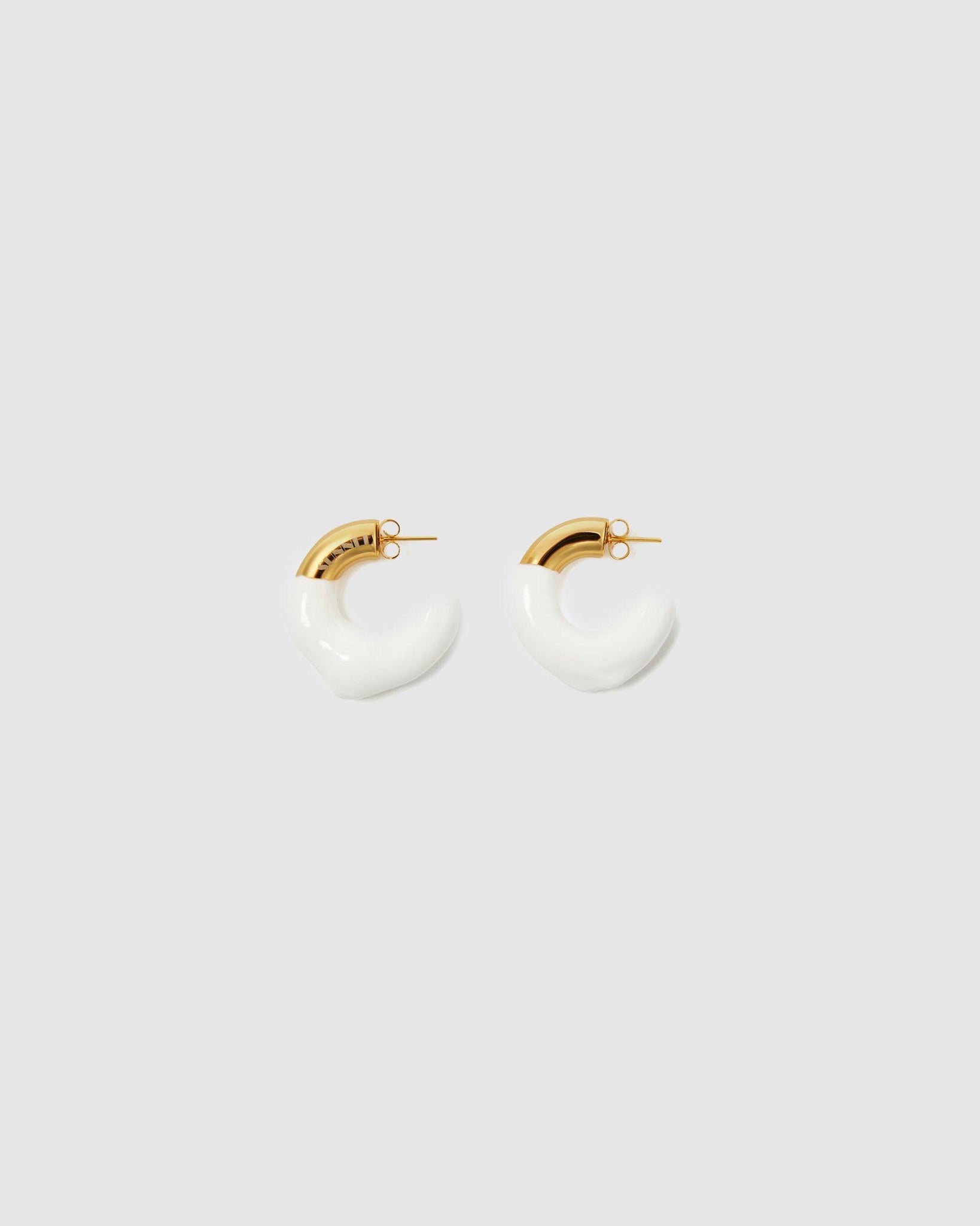Rubberised Small Earrings Gold/White - {{ collection.title }} - Chinatown Country Club 