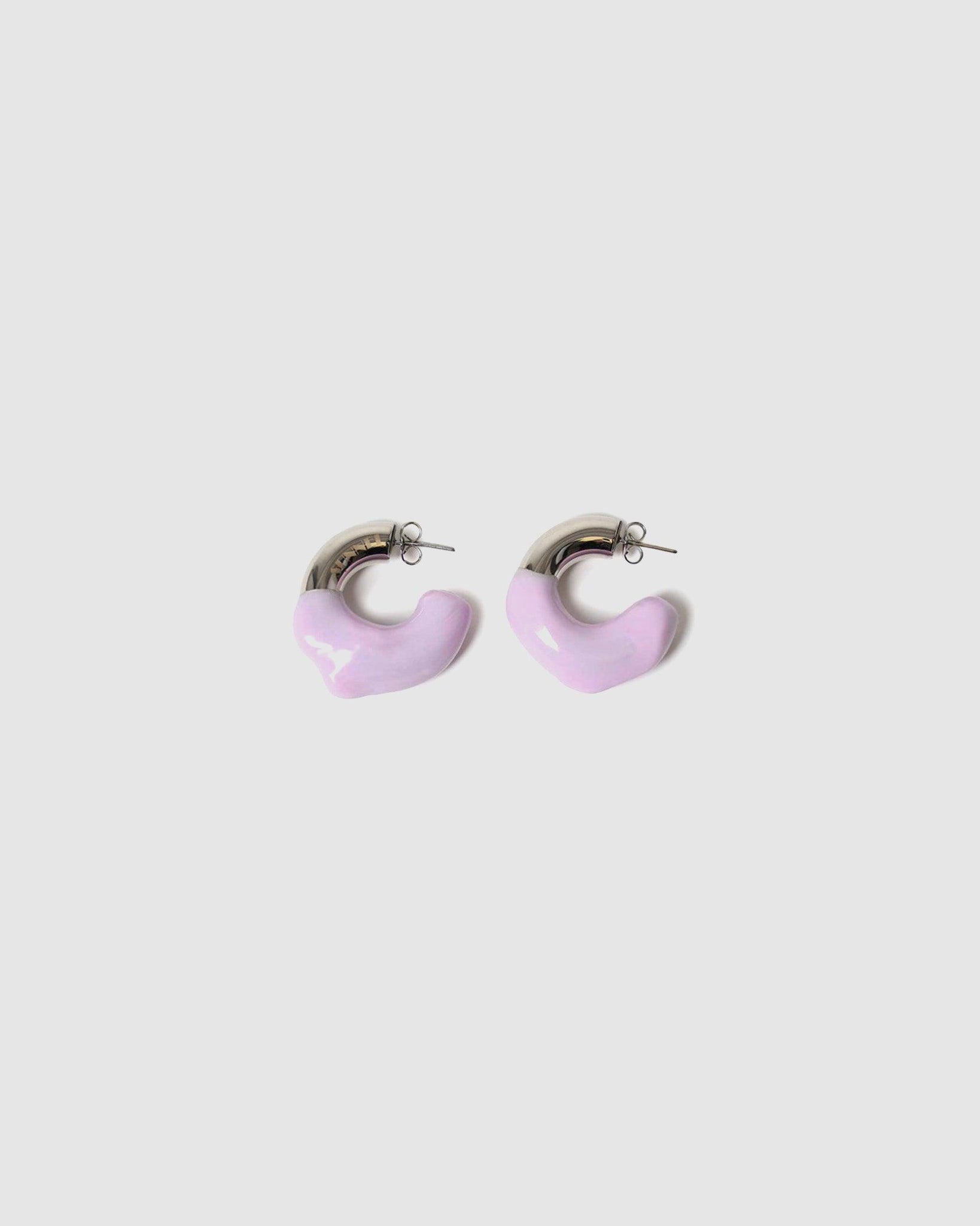 Rubberised Small Earrings Palladium/Lilac - {{ collection.title }} - Chinatown Country Club 