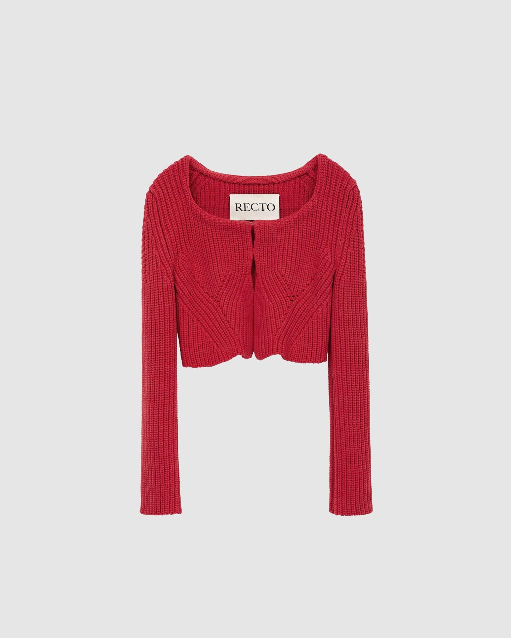 Scoop Neck Chunky Cardigan Red - {{ collection.title }} - Chinatown Country Club 