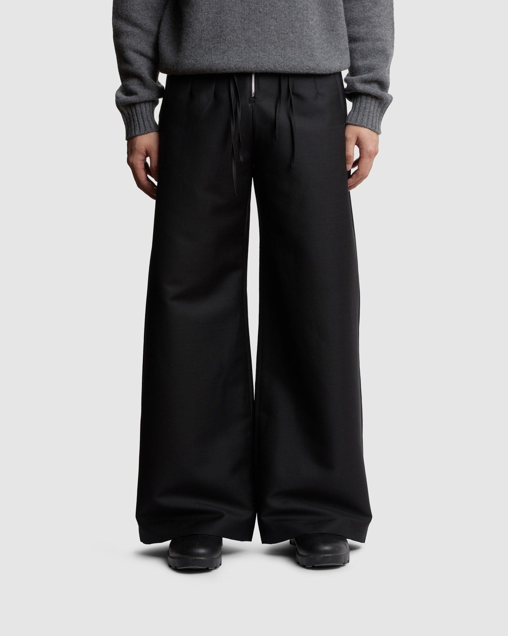 Serene Trouser Black Mnemonic Wool - {{ collection.title }} - Chinatown Country Club 