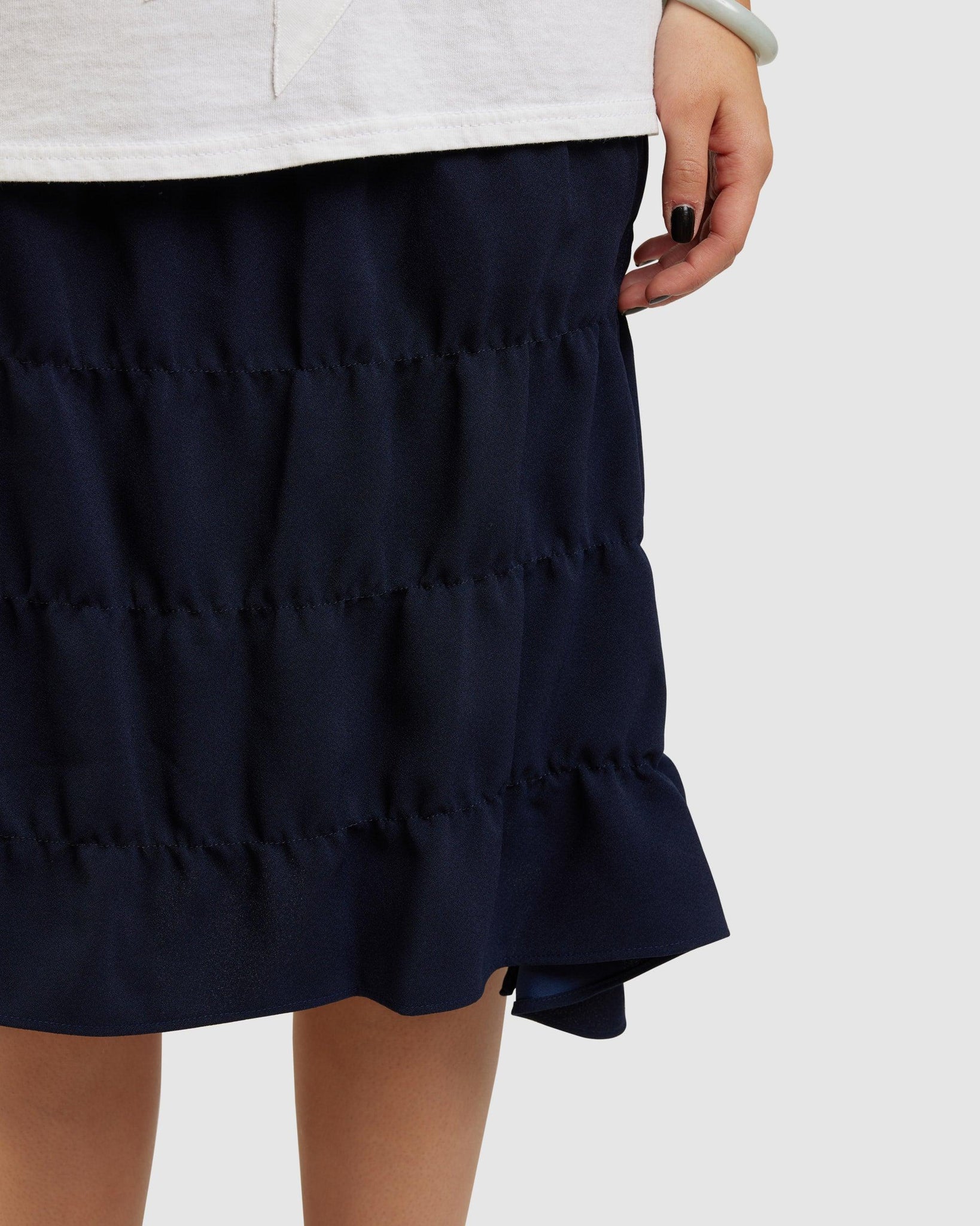Shirred Pencil Skirt Navy Crepe - {{ collection.title }} - Chinatown Country Club 
