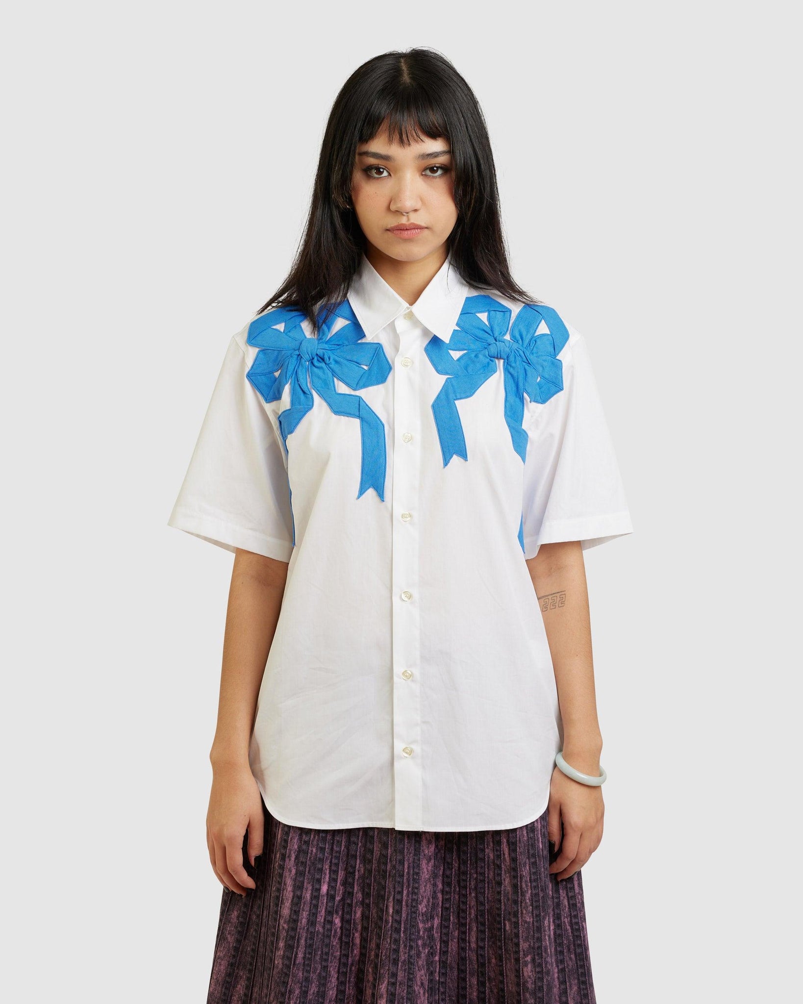 Shirt with Jersey Bows Blue (W) - {{ collection.title }} - Chinatown Country Club 