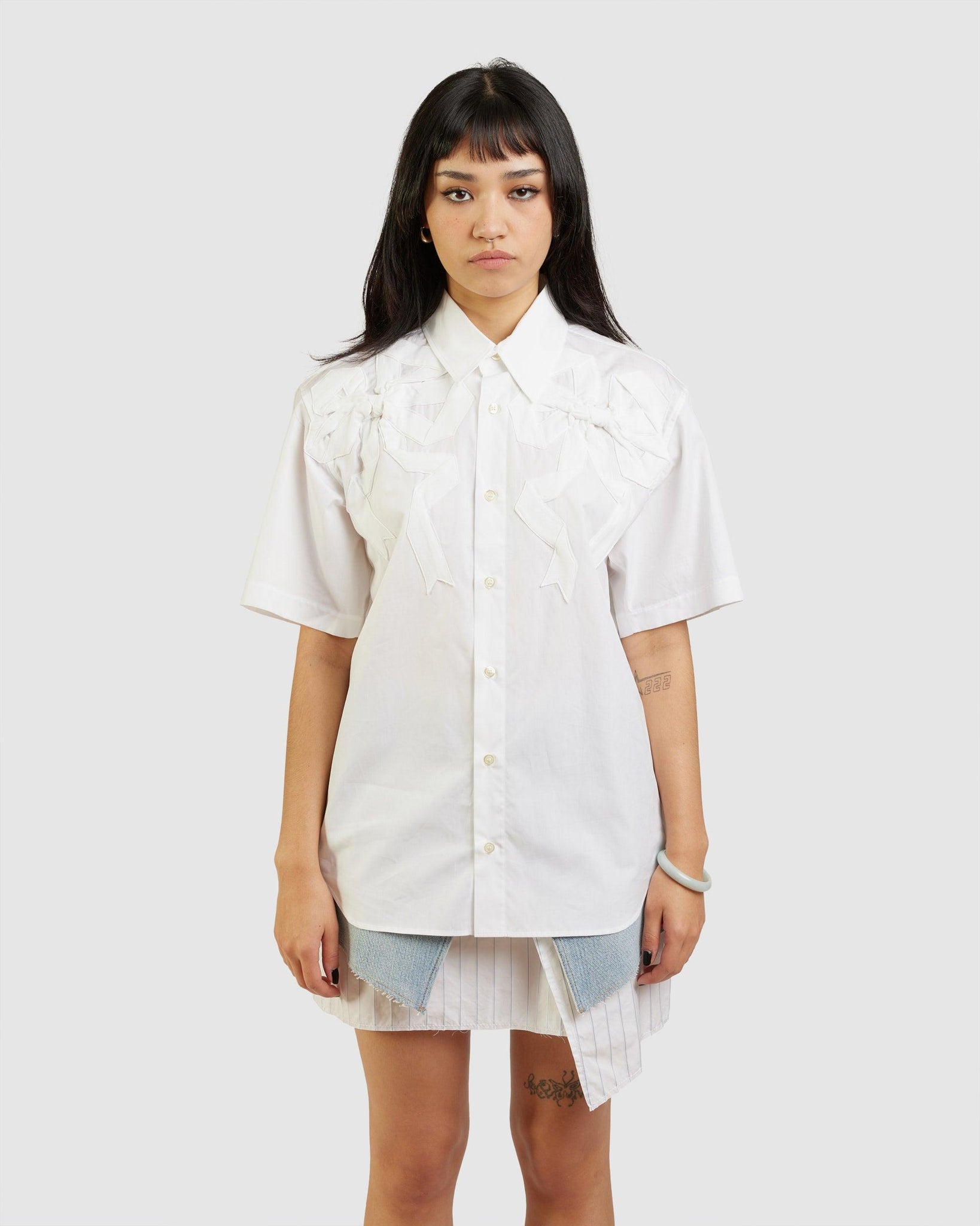 Shirt with Jersey Bows White (W) - {{ collection.title }} - Chinatown Country Club 